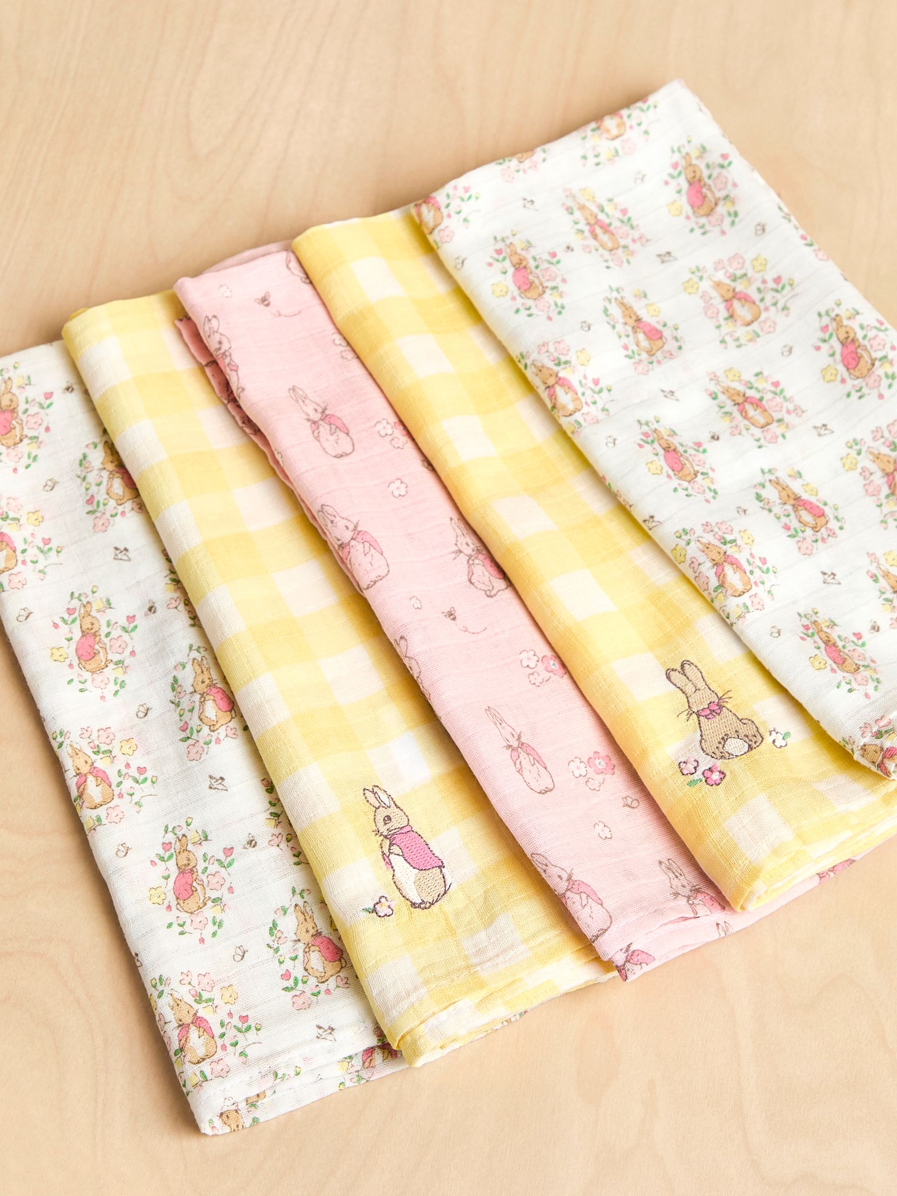 5-Pack Flopsy Bunny Embroidered Muslins