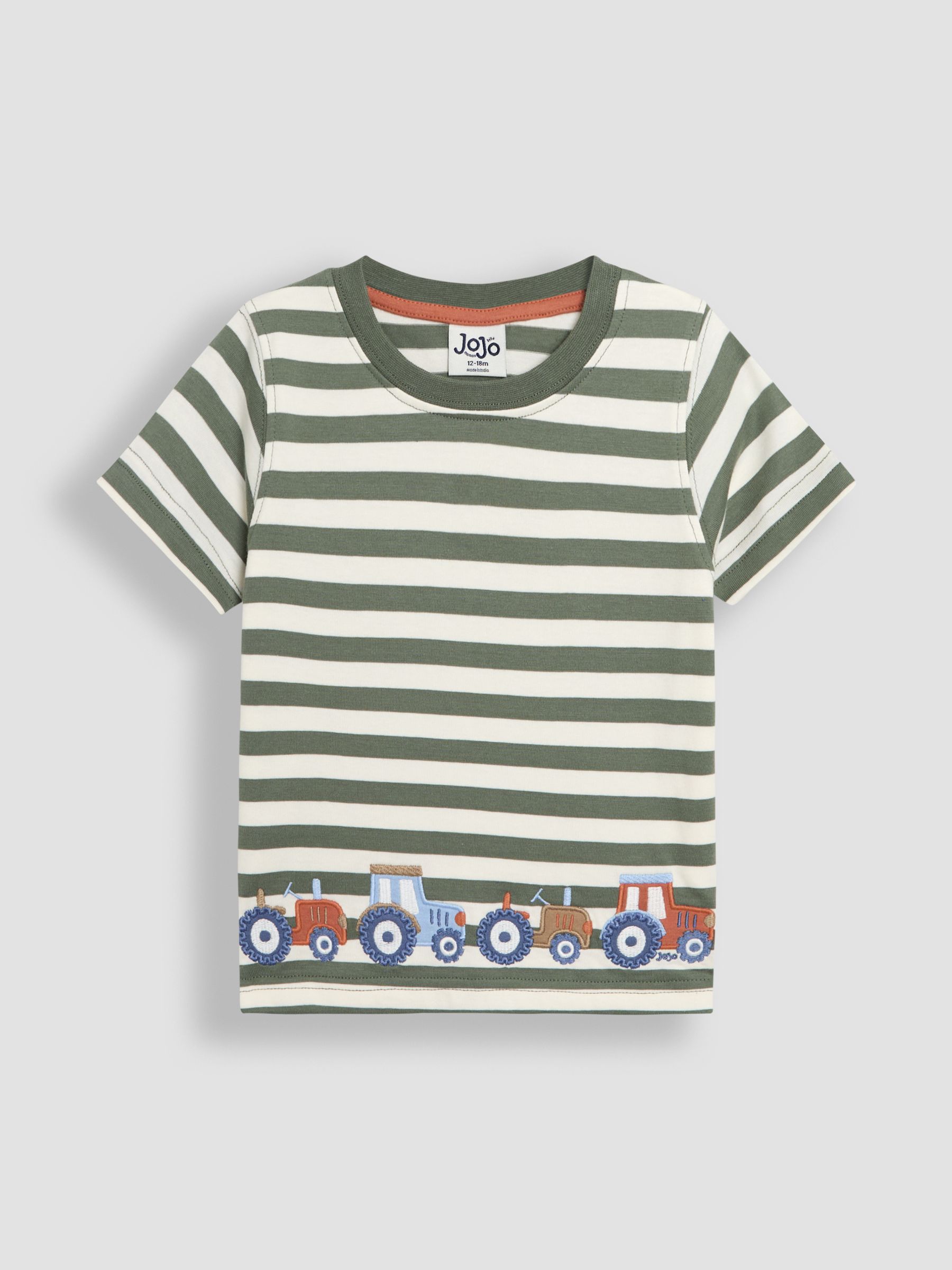 Khaki Tractor Appliqué Border T-Shirt