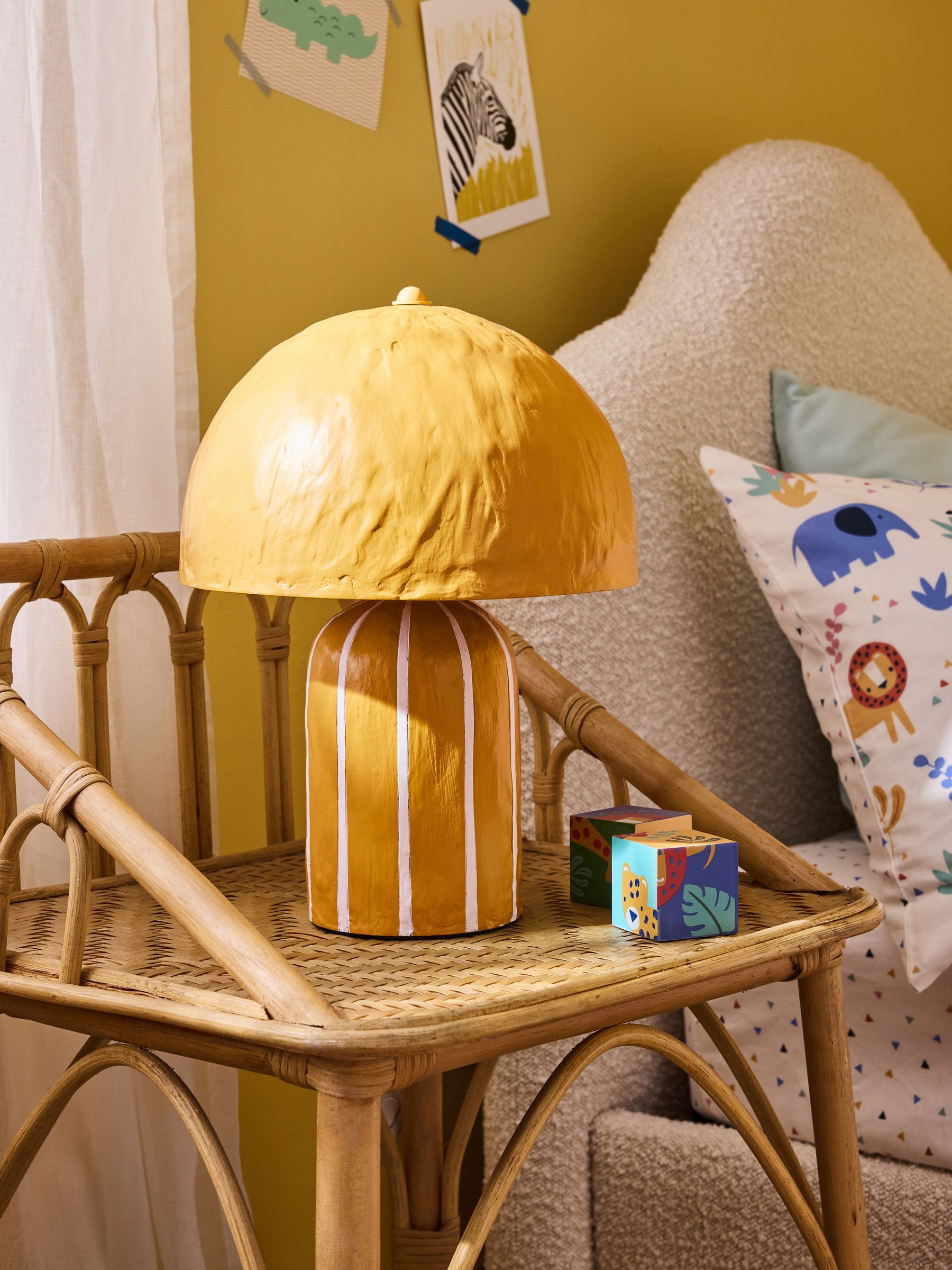 Ochre/Cream Asta Striped Table Lamp