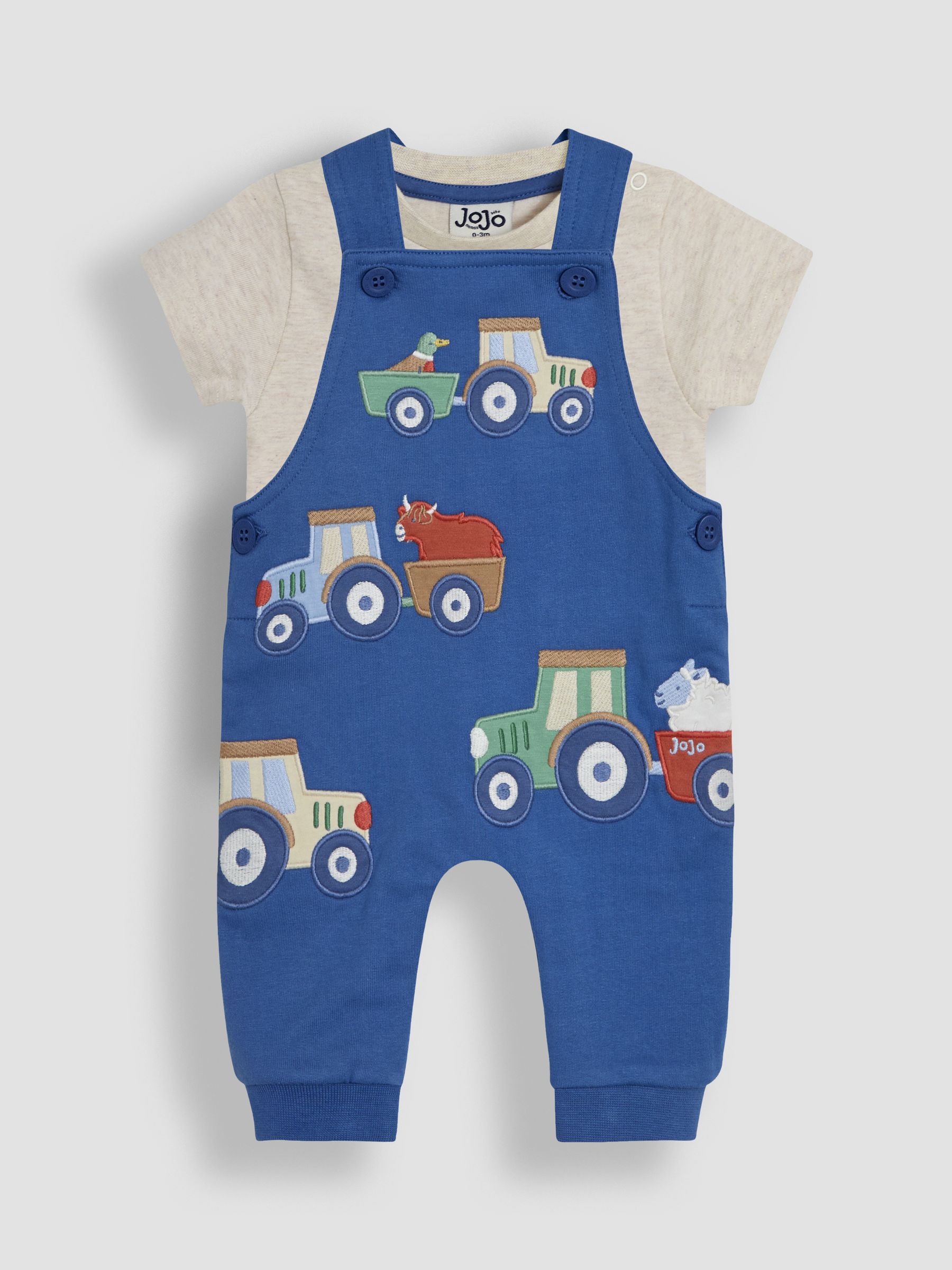 Indigo Shark 2-Piece Appliqué Dungarees & T-Shirt Set