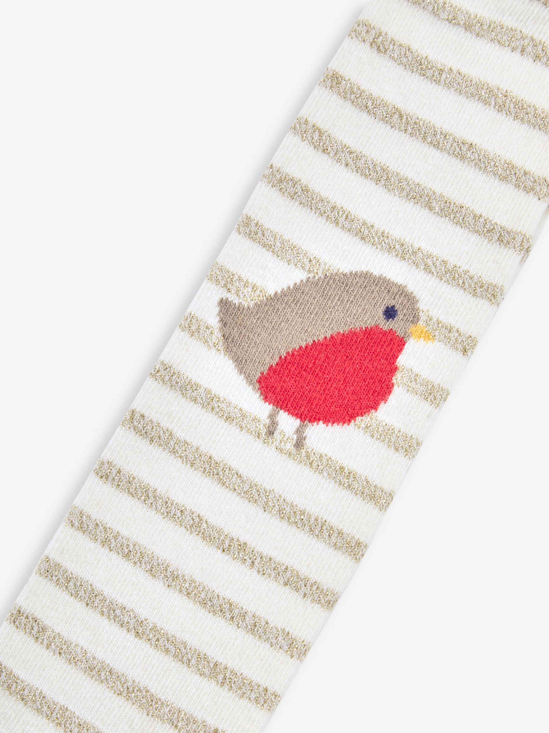 Cream Christmas Cotton Rich Robin Knee Tights