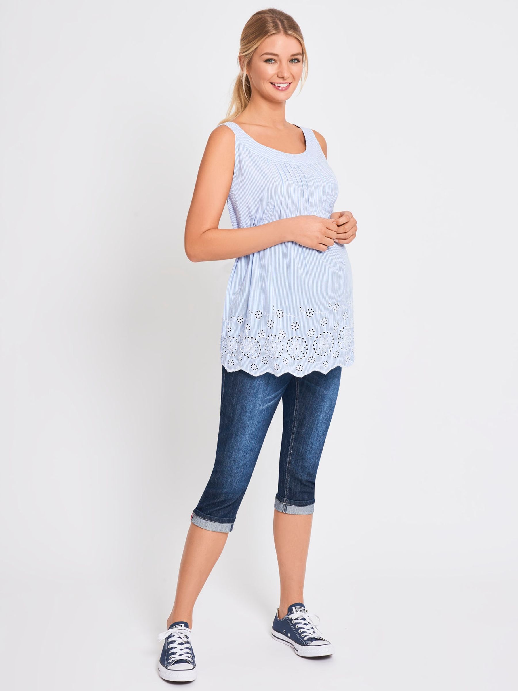 Indigo Mid Wash Cropped Maternity Turn-Ups