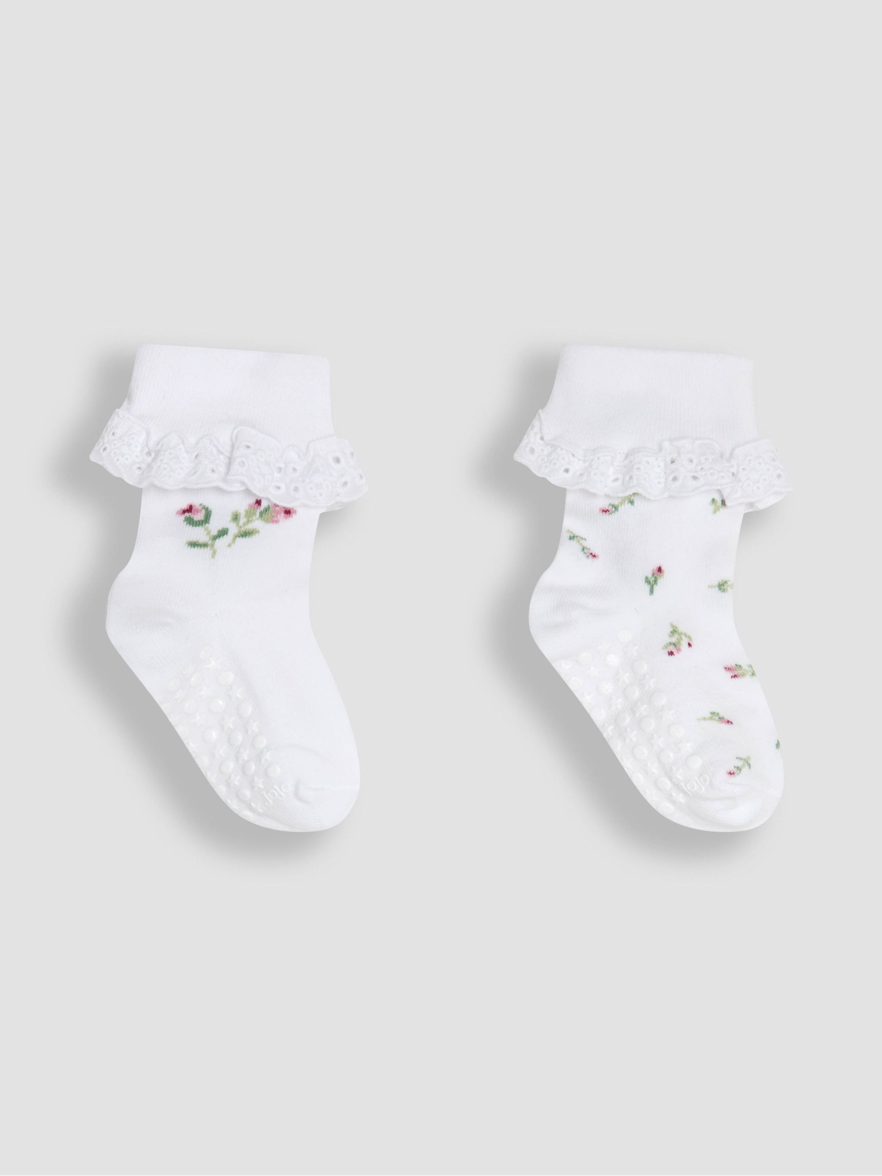 White 2-Pack Frilly Rose Socks
