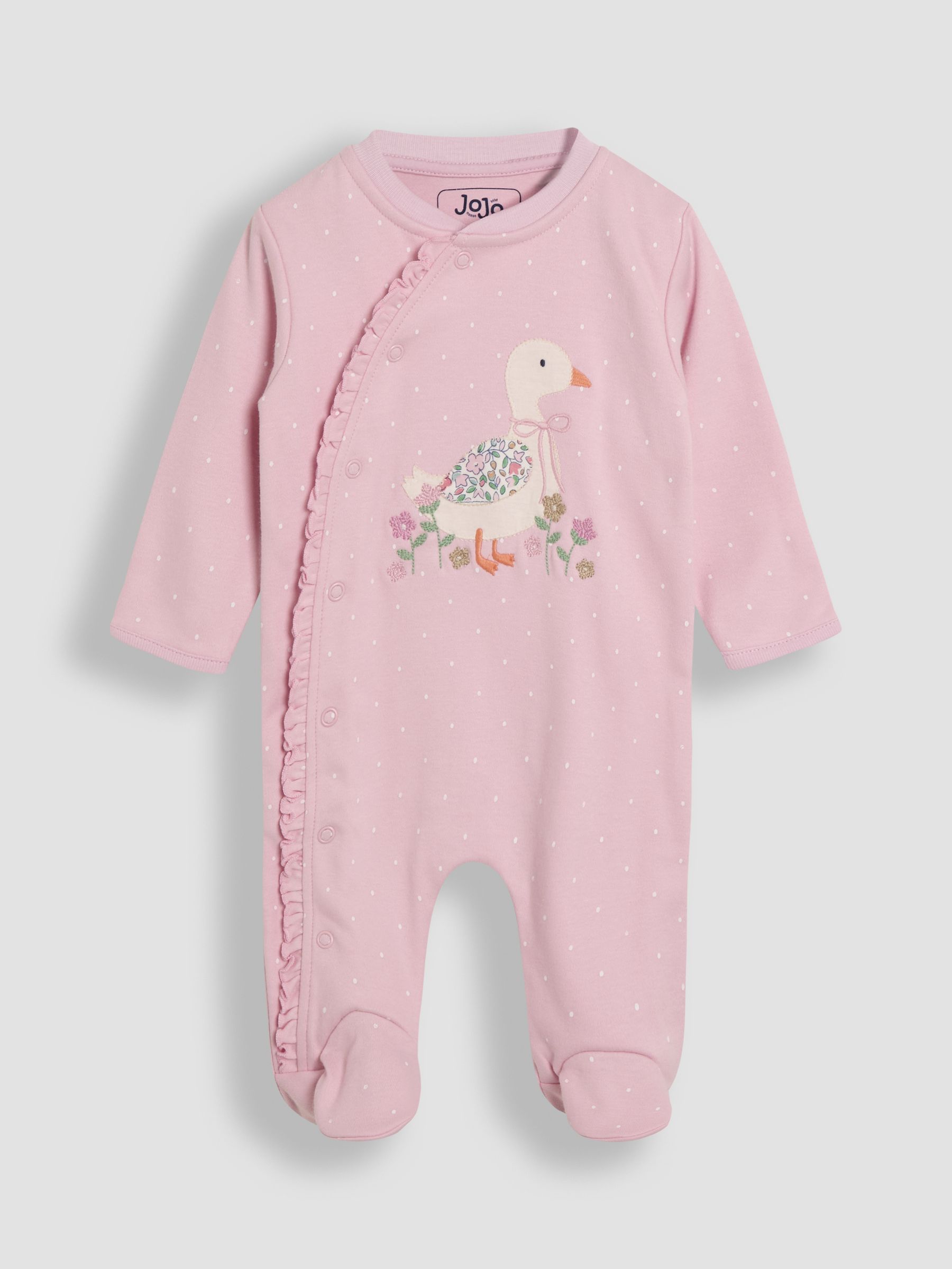 Pink Duck 100% Cotton Footed Appliqué Sleepsuit