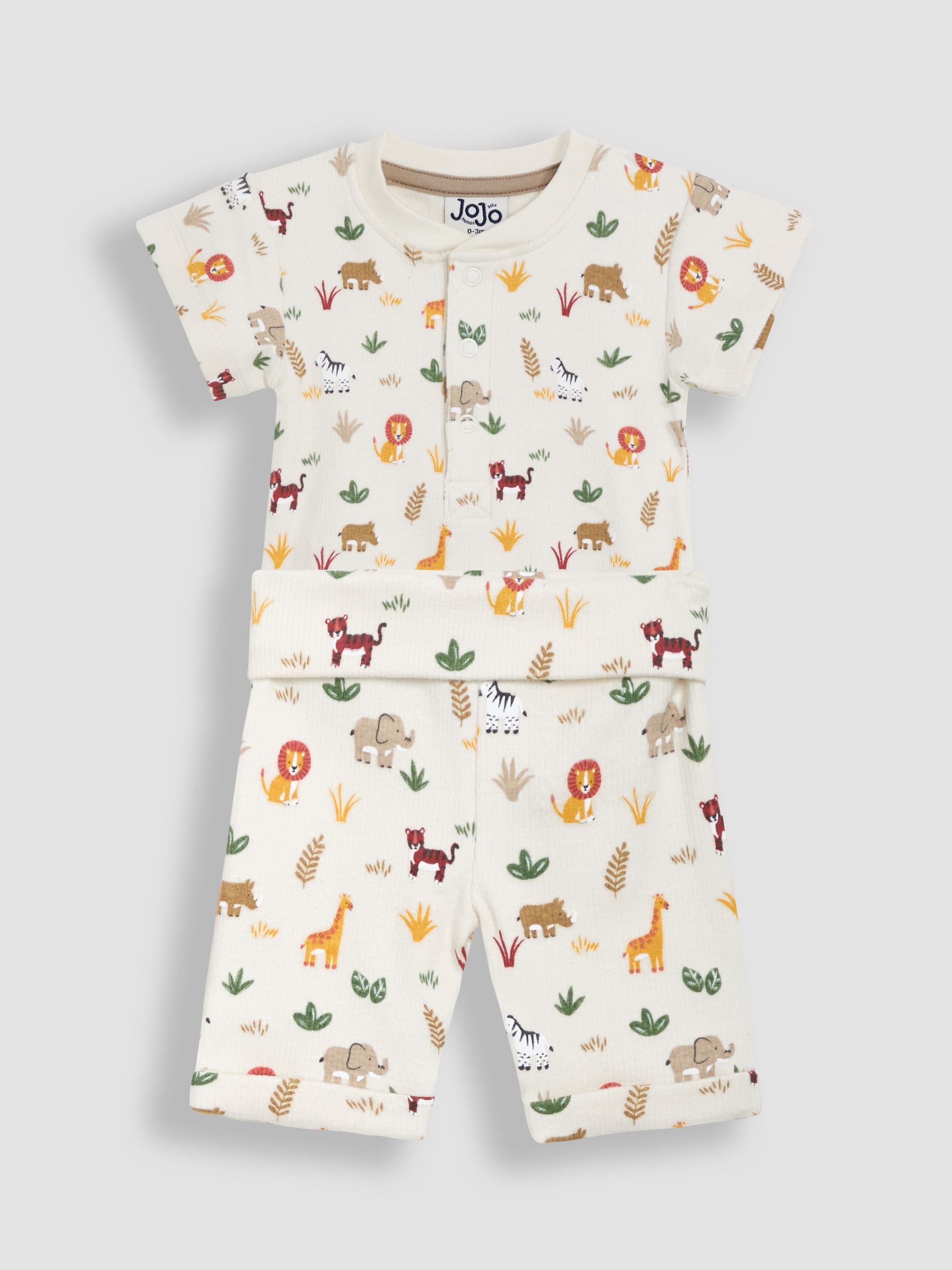 Ecru Safari 2-Piece Ribbed Bodysuit & Shorts Set