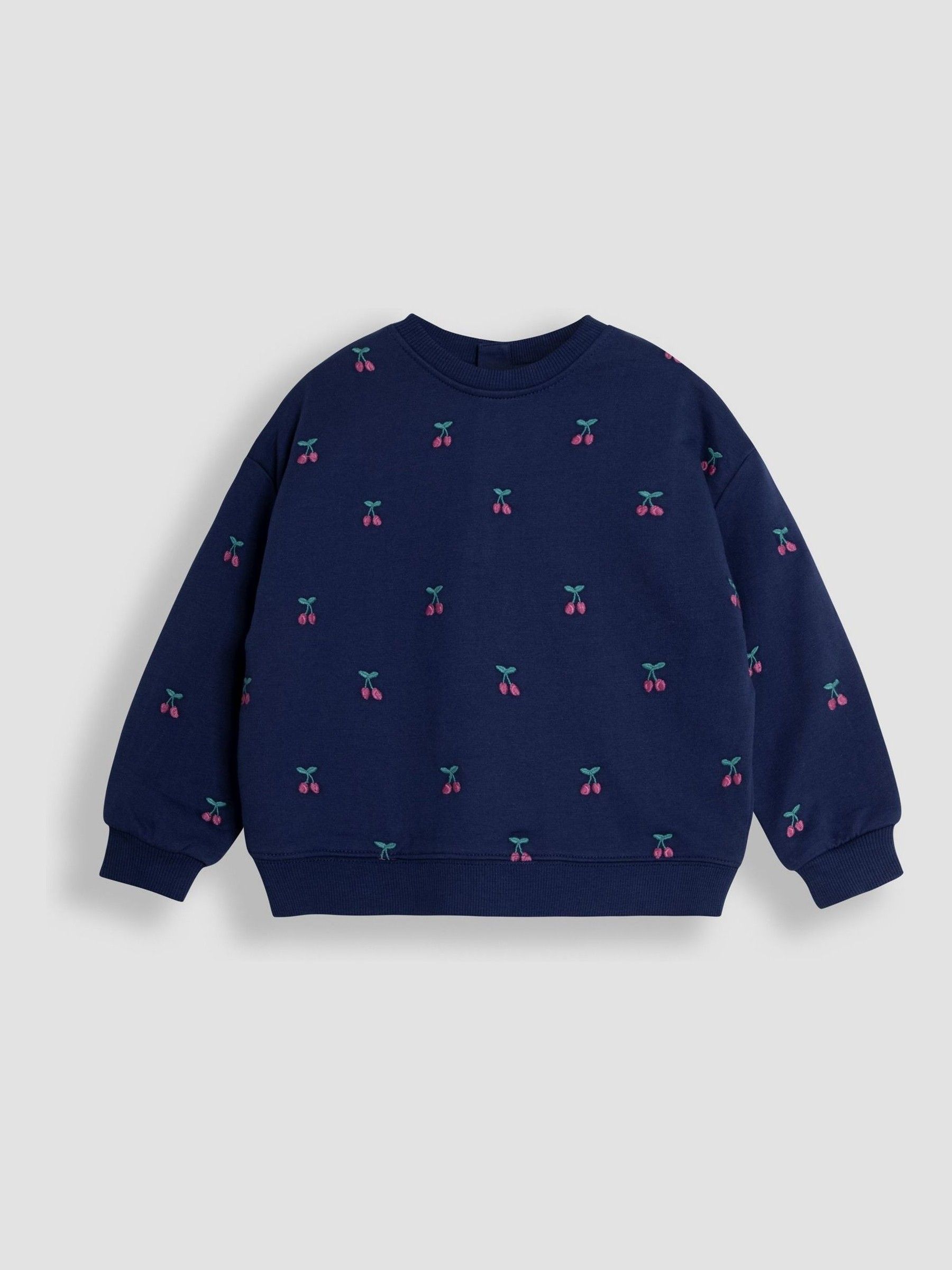 Navy Cherry Embroidered Sweatshirt And Skirt Set 2 Pack
