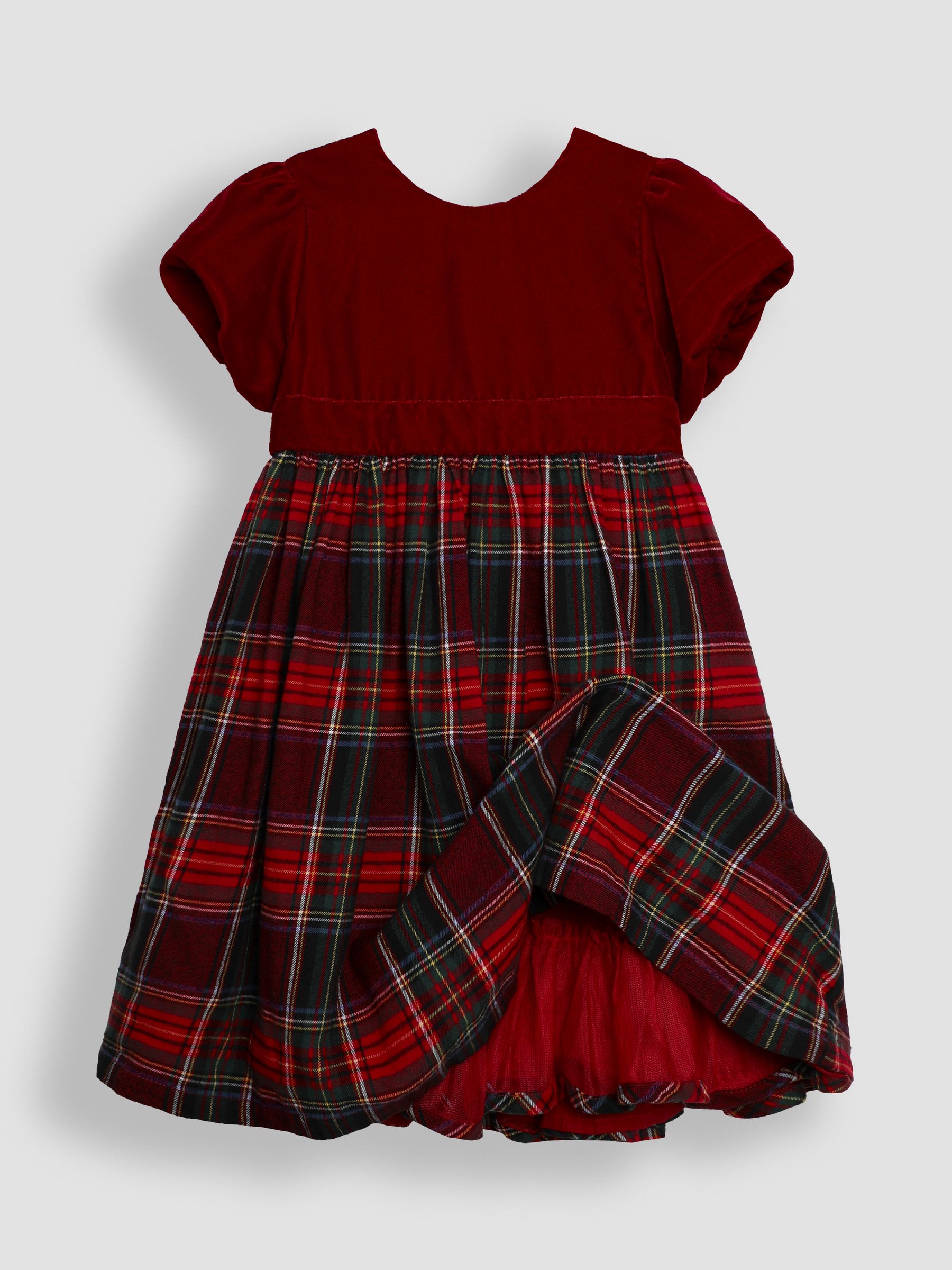 Red Check & Velvet Party Dress
