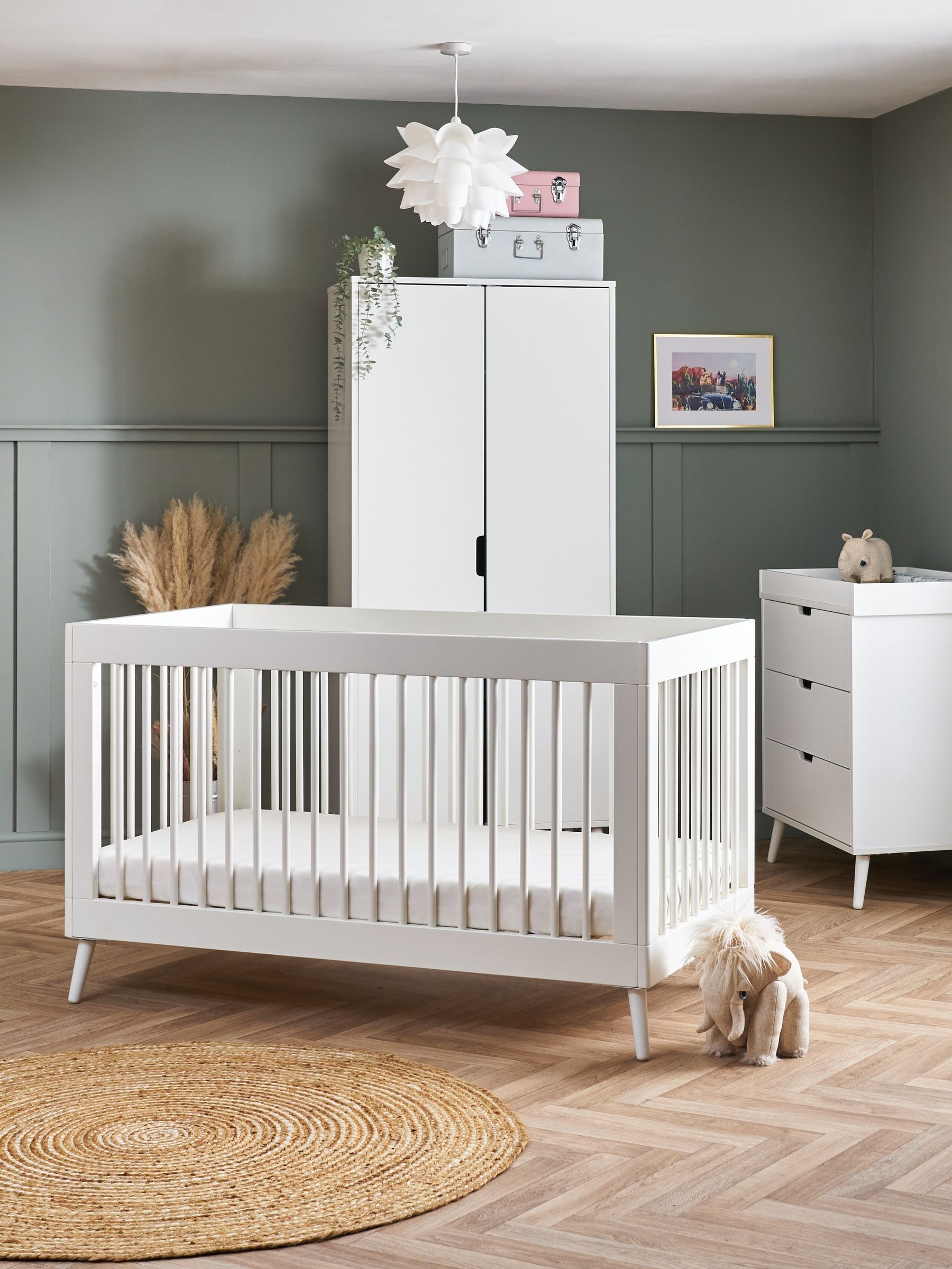 Obaby White With Acrylic Maya 3 Piece Nursery Furniture Set