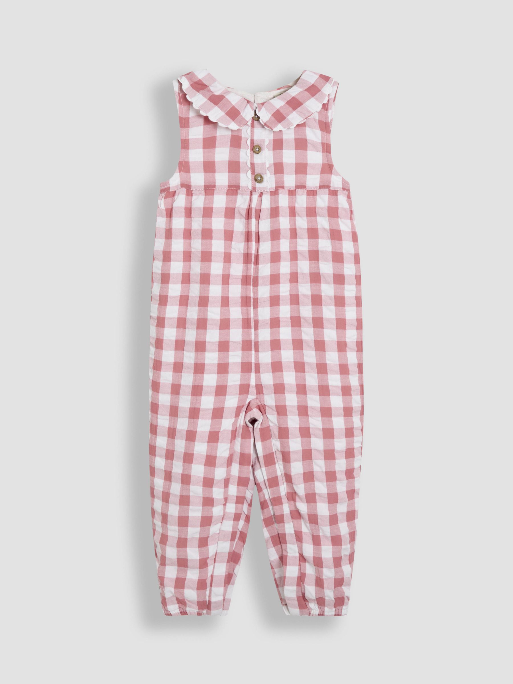 Pink Gingham Peter Pan Collar Dungarees