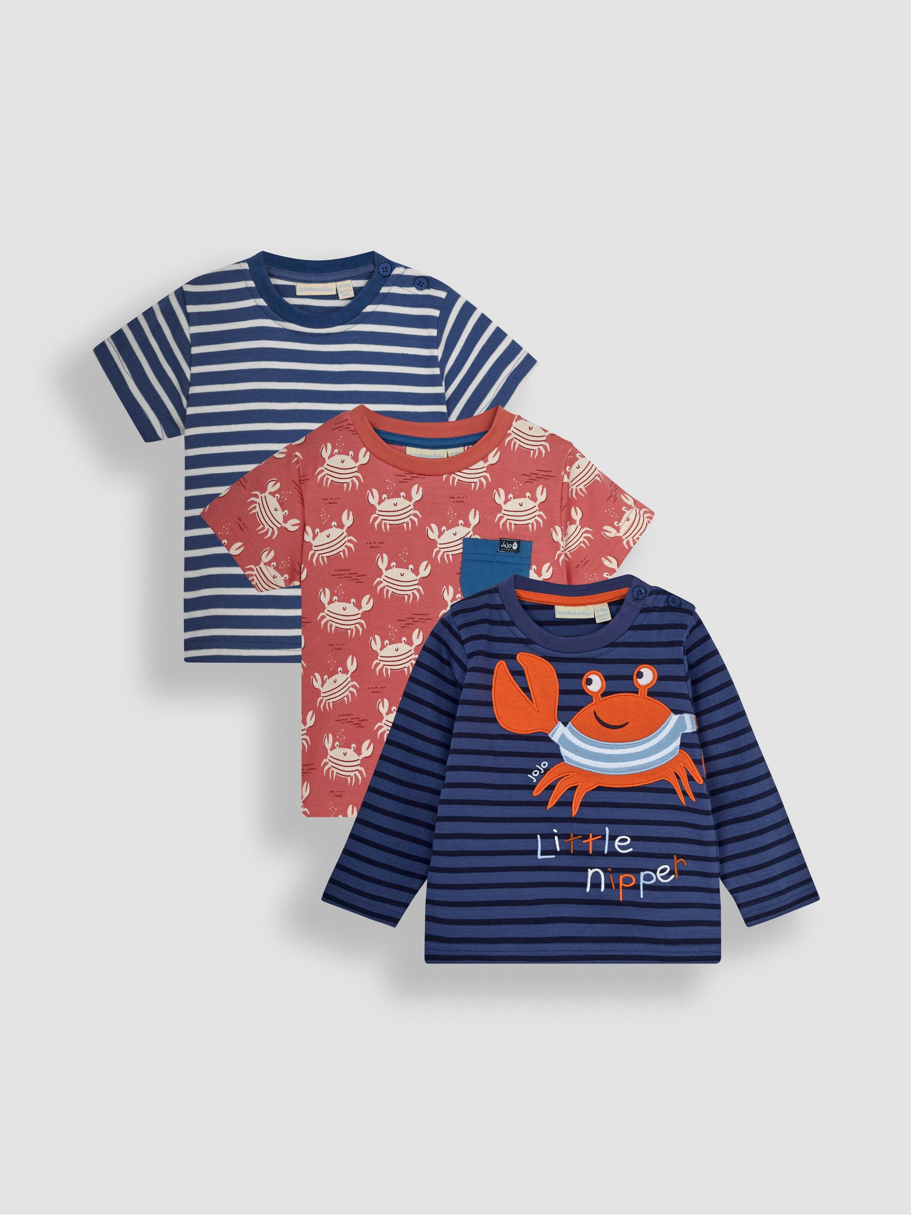 Navy Blue Crab Tops 3 Pack