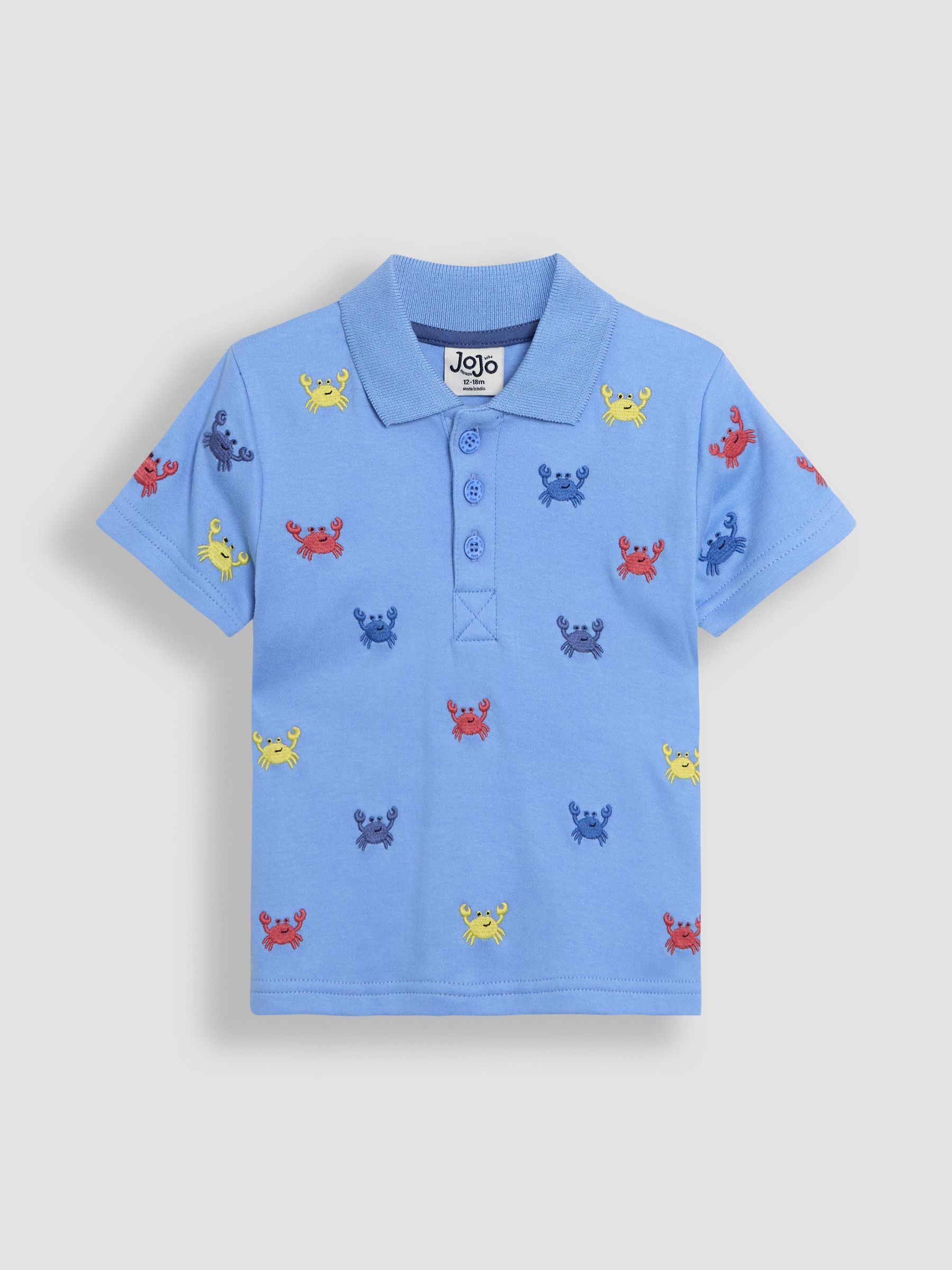 Blue Crab Embroidered Polo Shirt