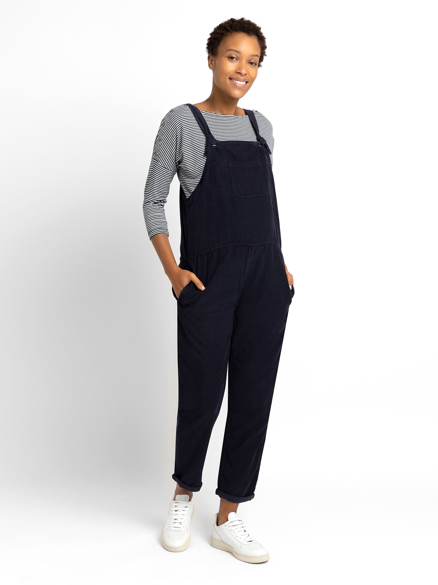 Navy Blue Cord Maternity Dungarees