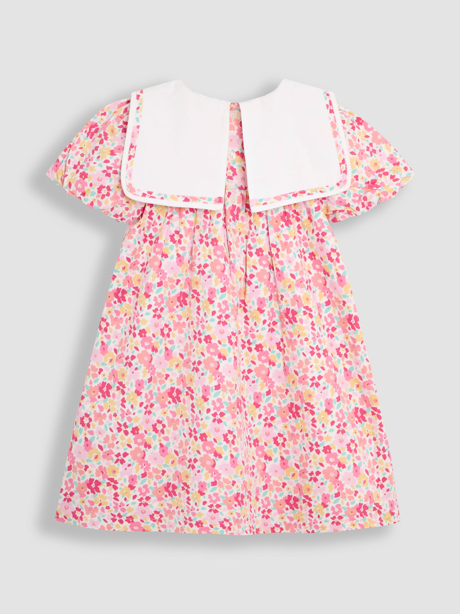 Pink Baby Floral Print Sailor Party Dress