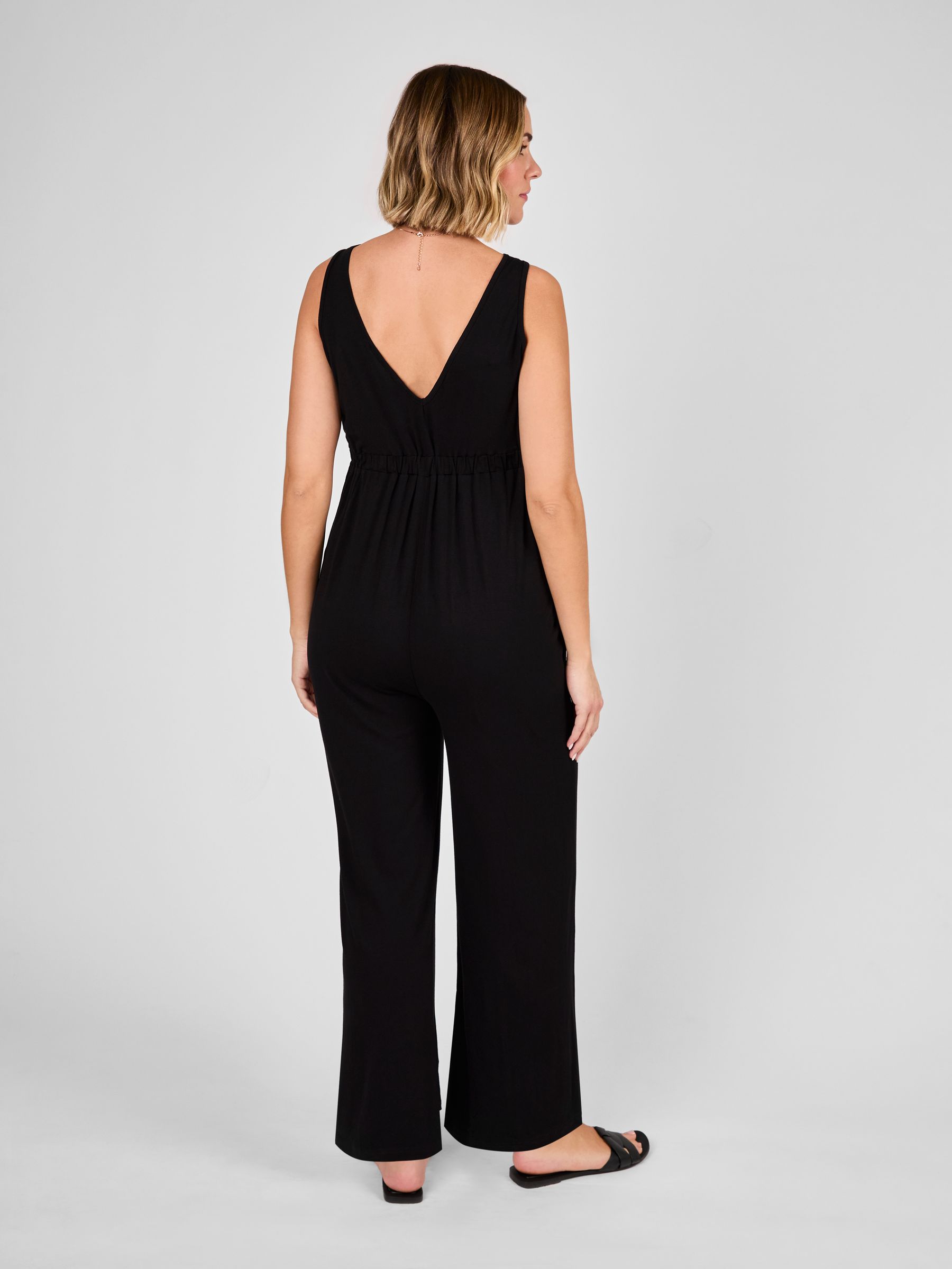 Black Maternity Wide Leg Jersey Jumpsuit