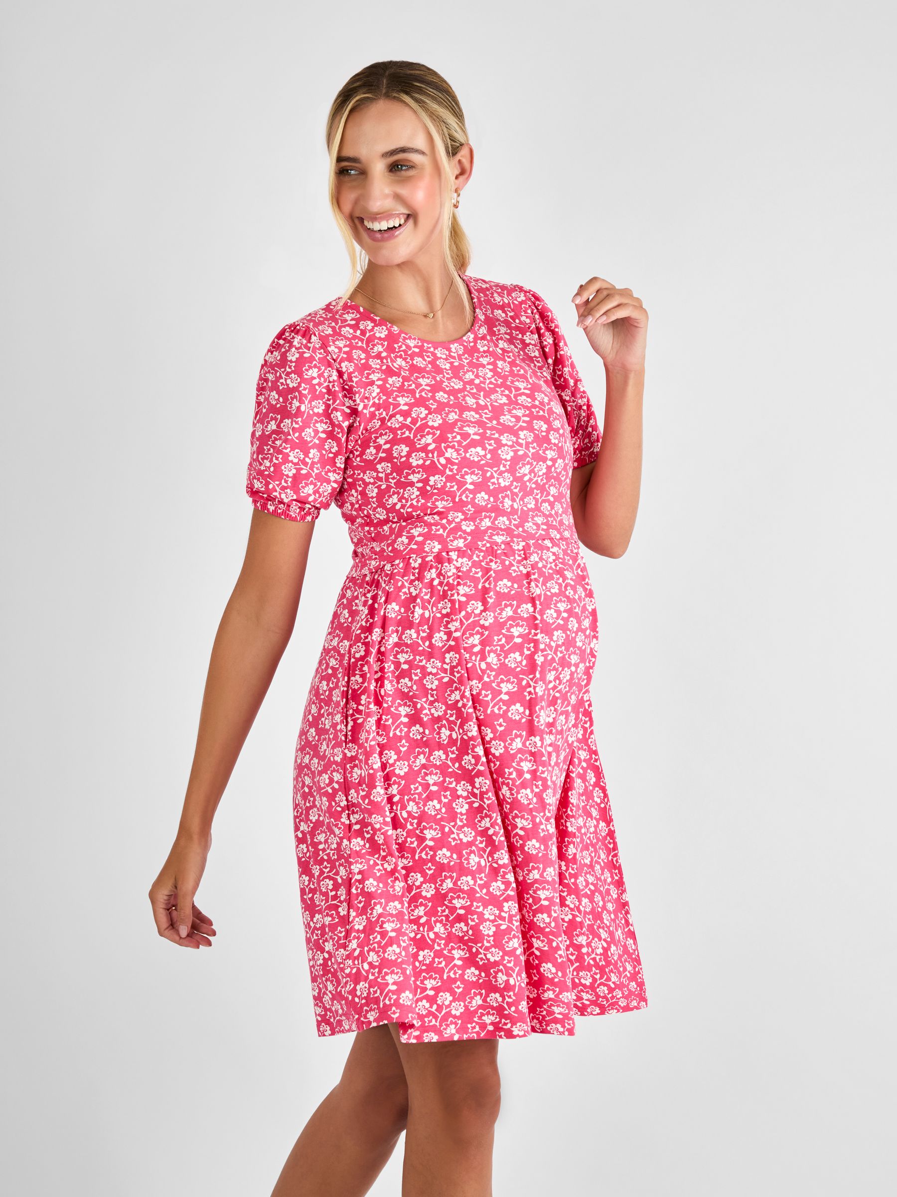 Pink Double Layer Maternity & Nursing Jersey Dress