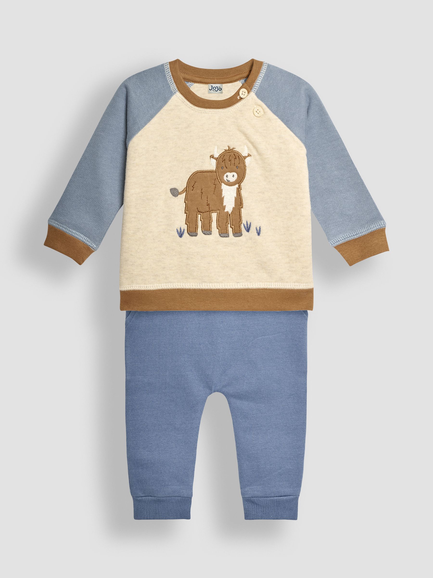 Blue Cow Sweatshirt & Jogger Baby Set