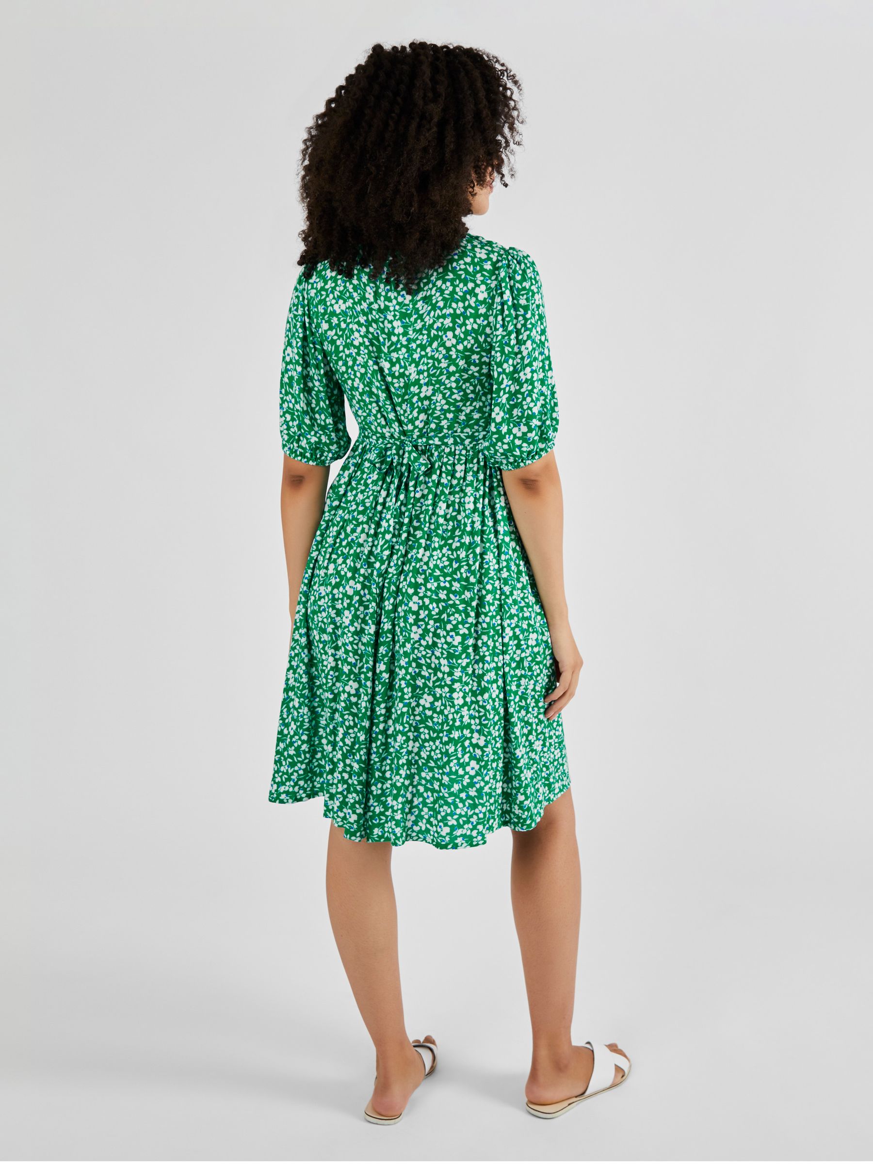 Green Floral Floral V-Neck Maternity Dress