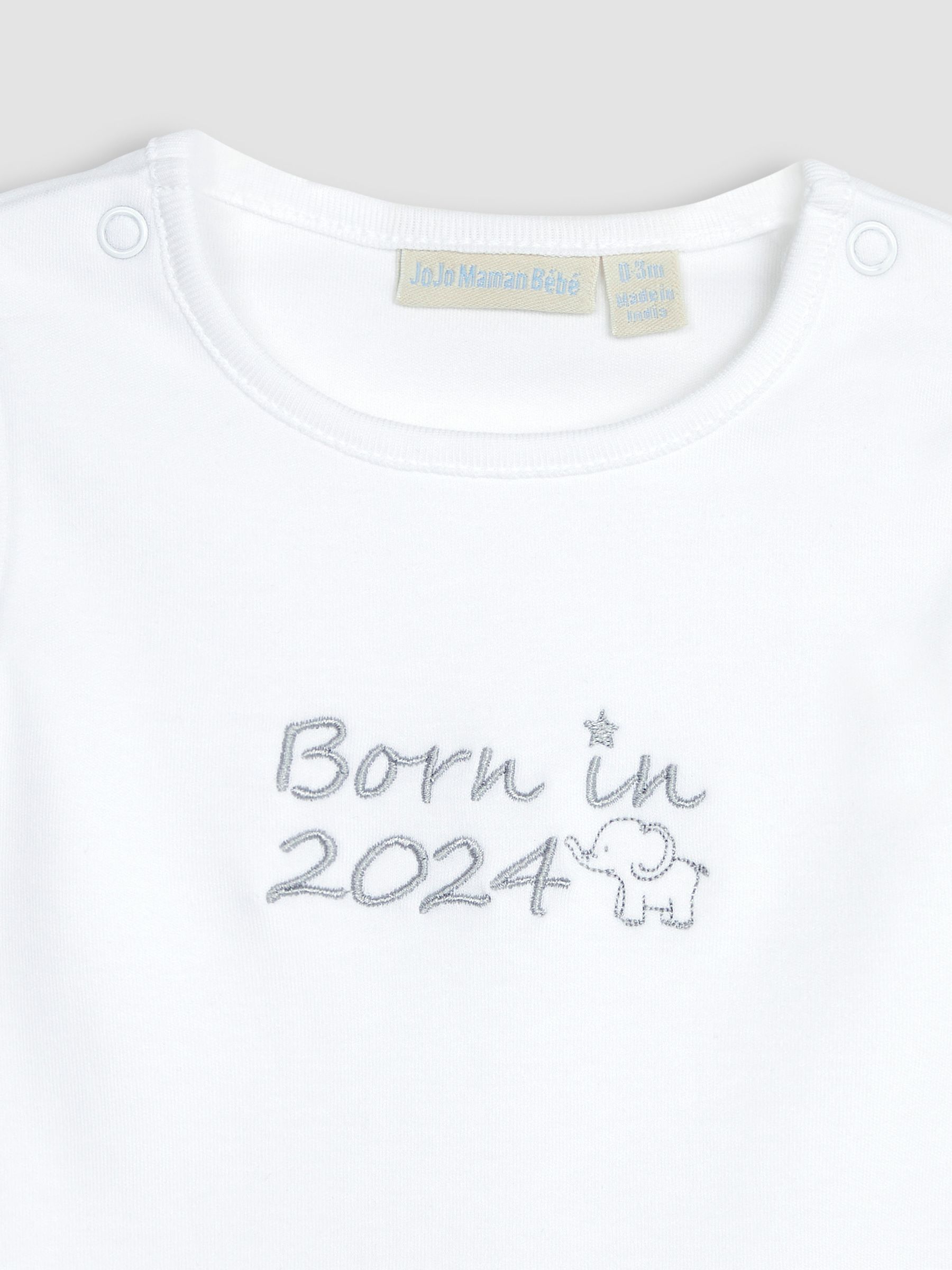 White Born in 2024 Embroidered Bodysuit