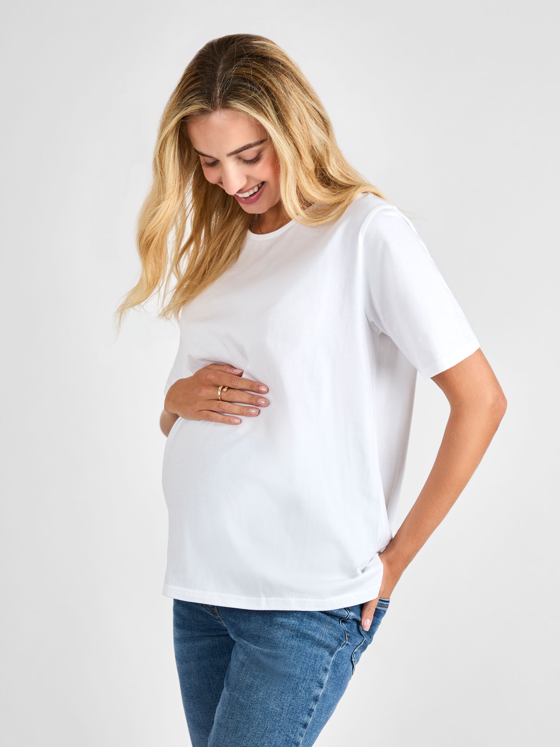 White Oversized Boyfriend Maternity T-Shirt