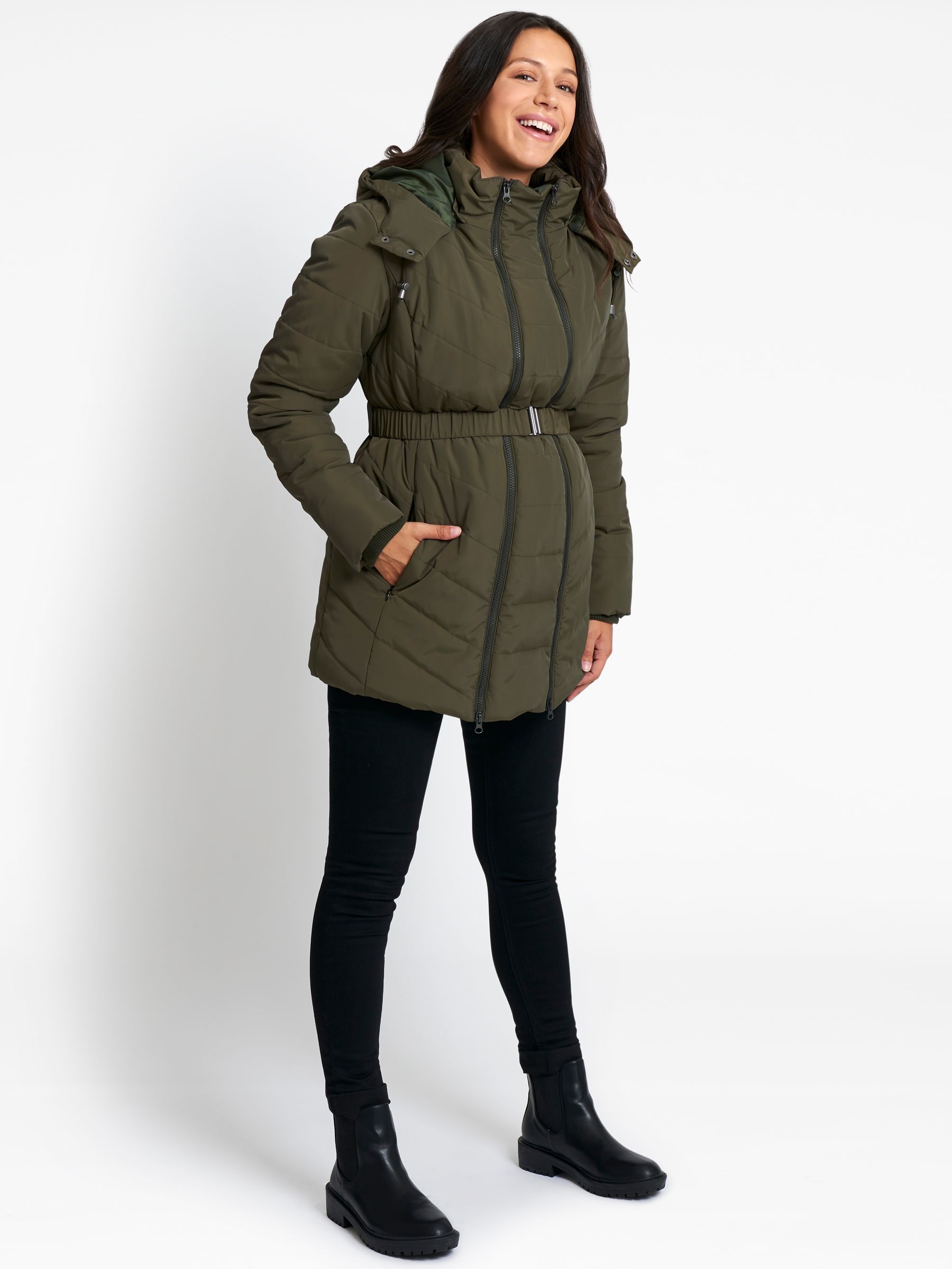 Wine Red 2-in-1 Maternity Puffer Jacket
