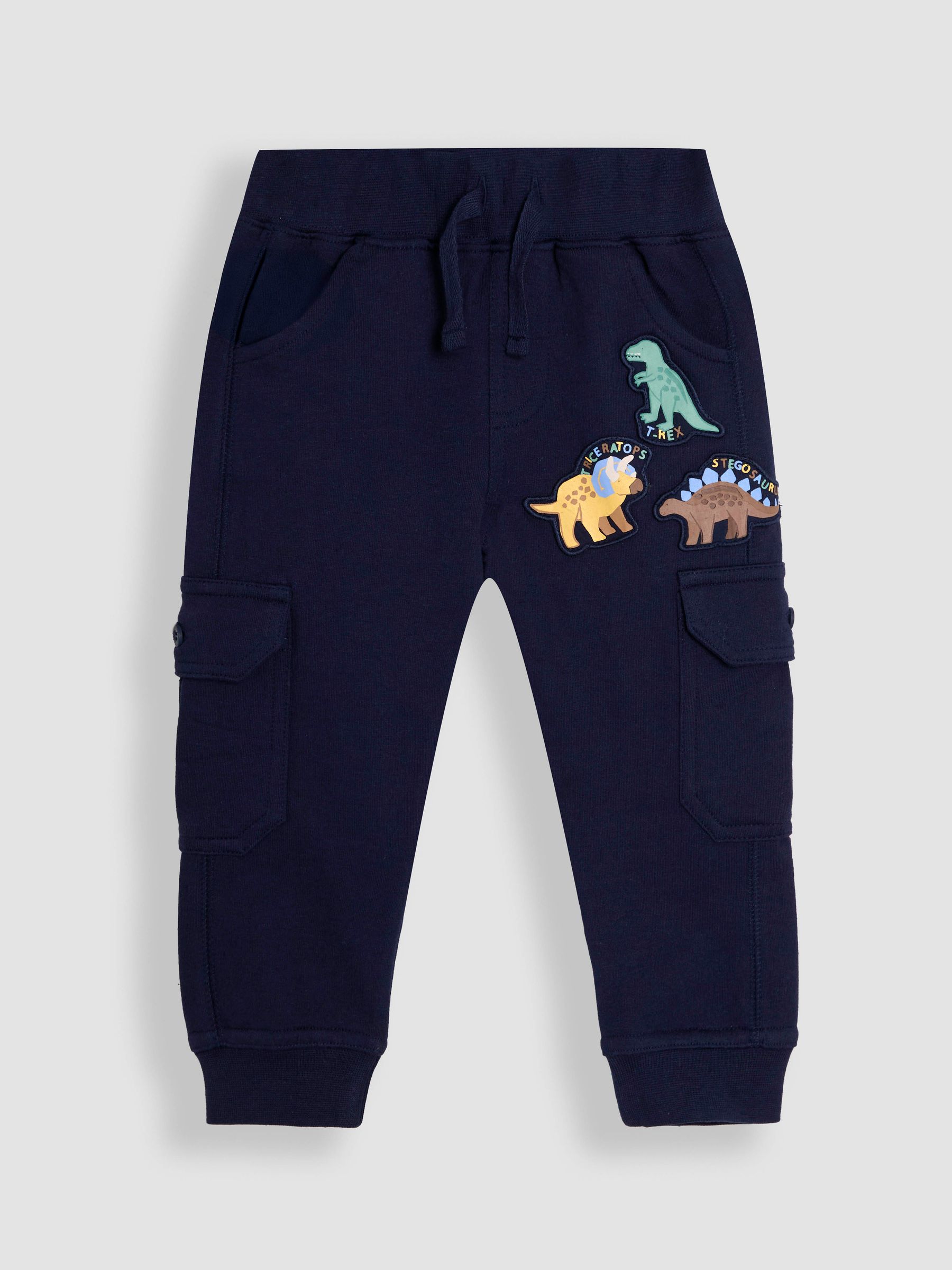Navy Blue Dinosaur Badge Cargo Joggers