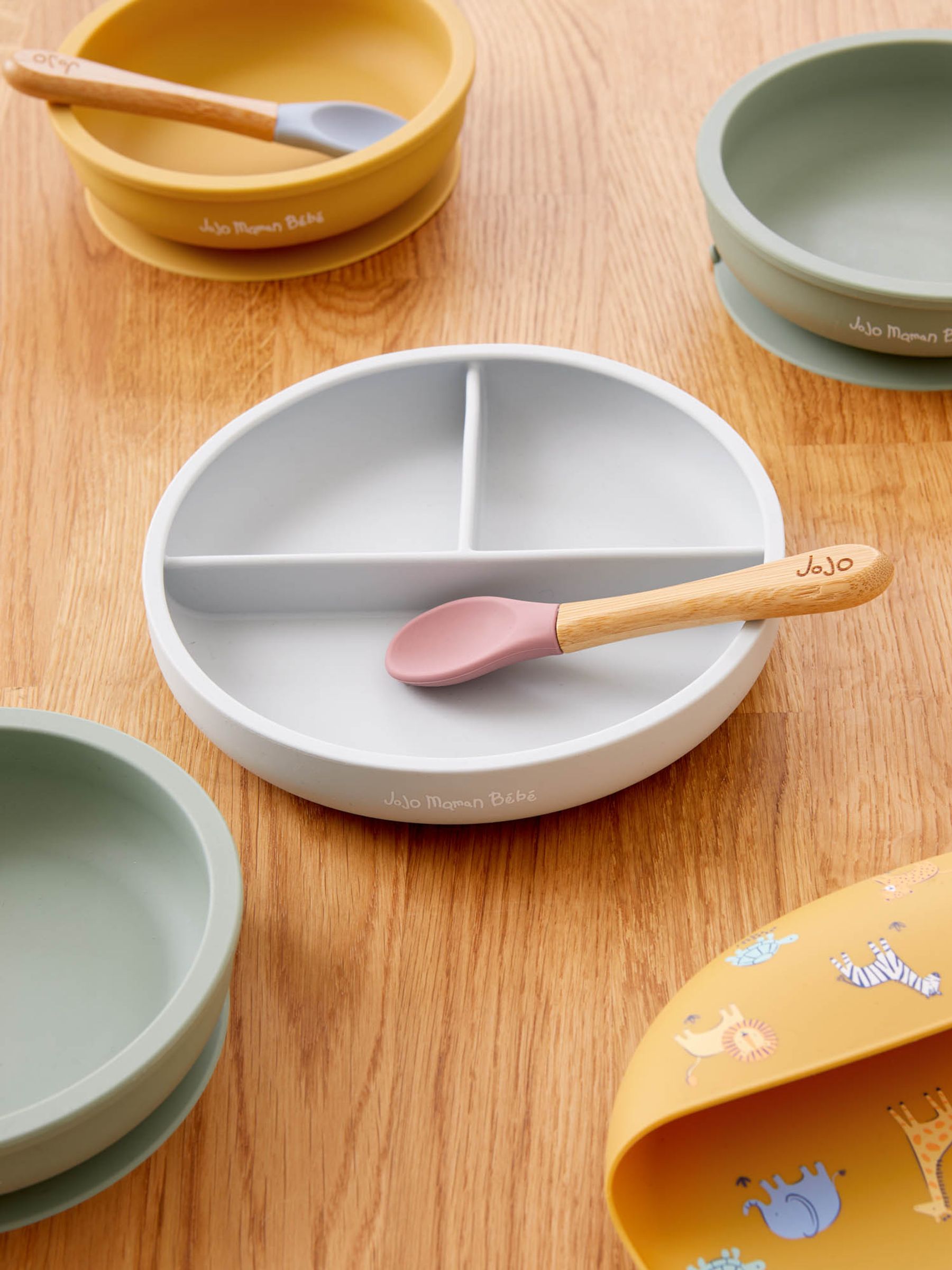 Grey Silicone Suction Divided Plate