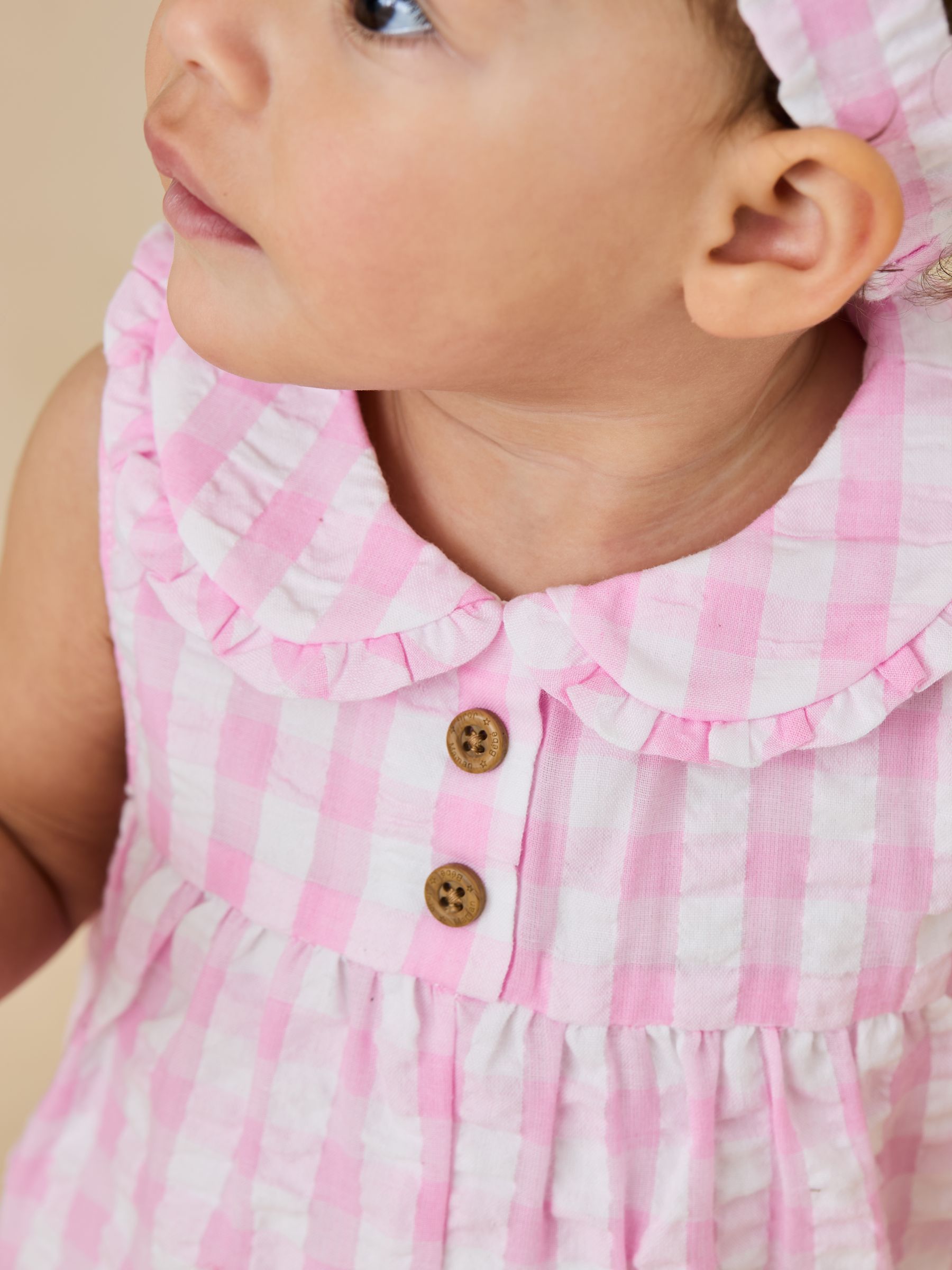 Pink Gingham Peter Flopsy Bunny Jumpsuit & Headband Set