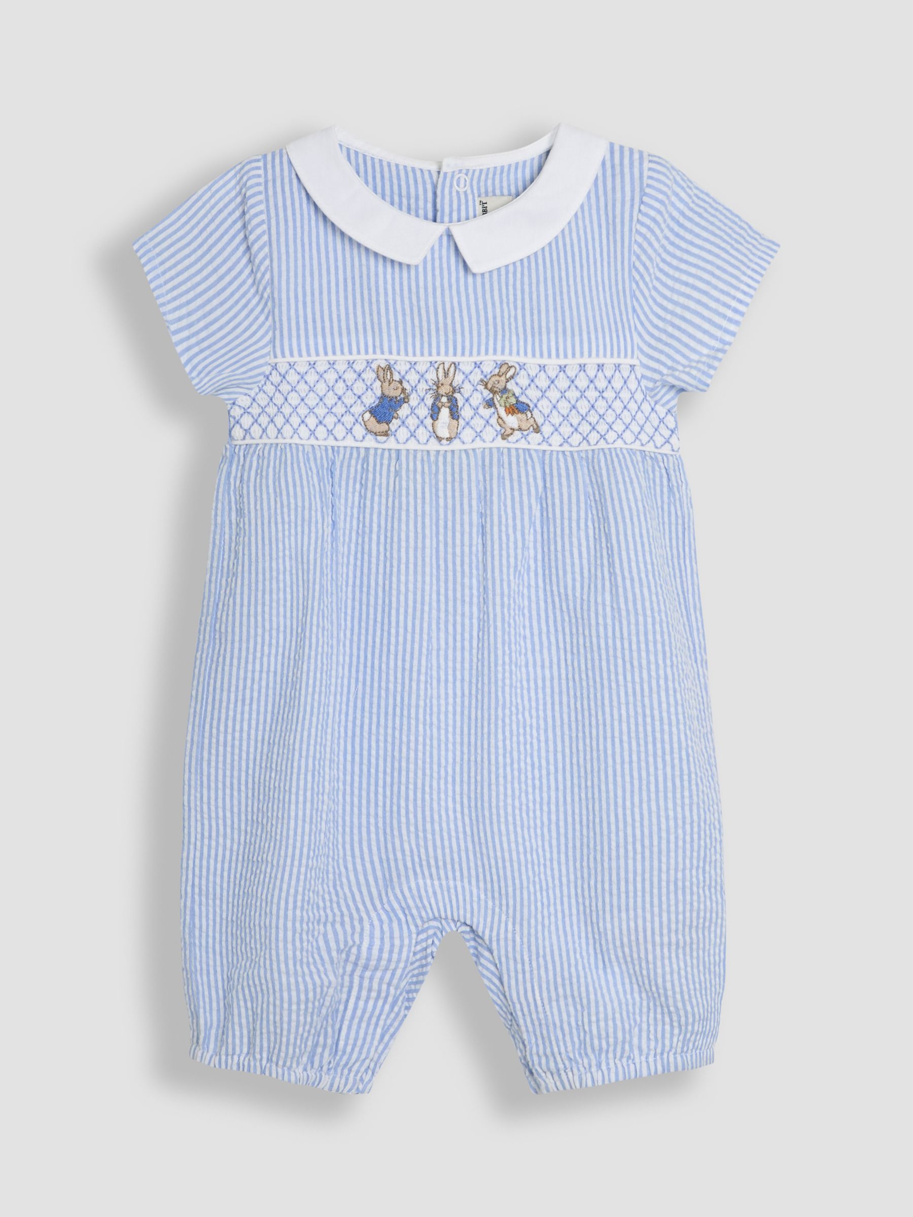 Blue Embroidered Smock Romper