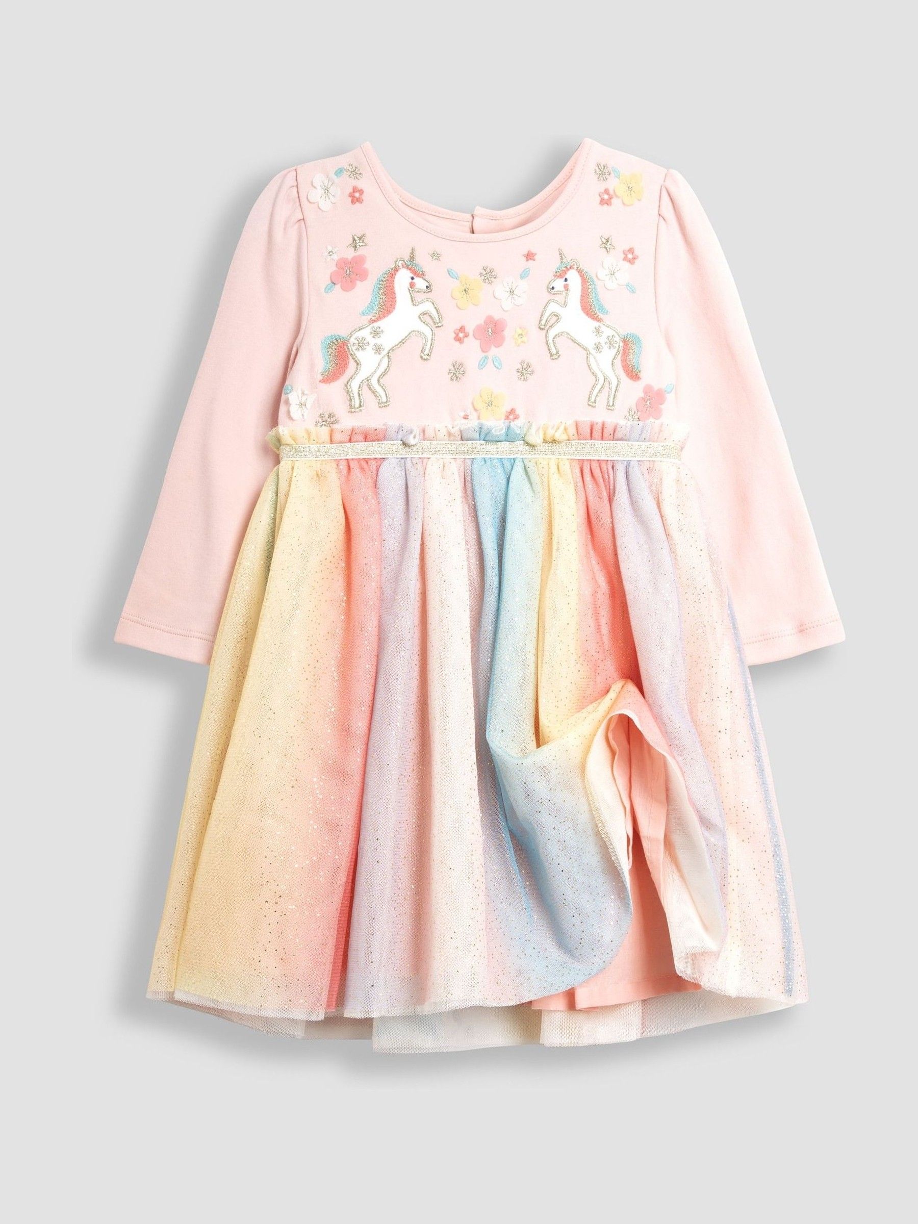 Pink Unicorn Rainbow Tulle Party Dress