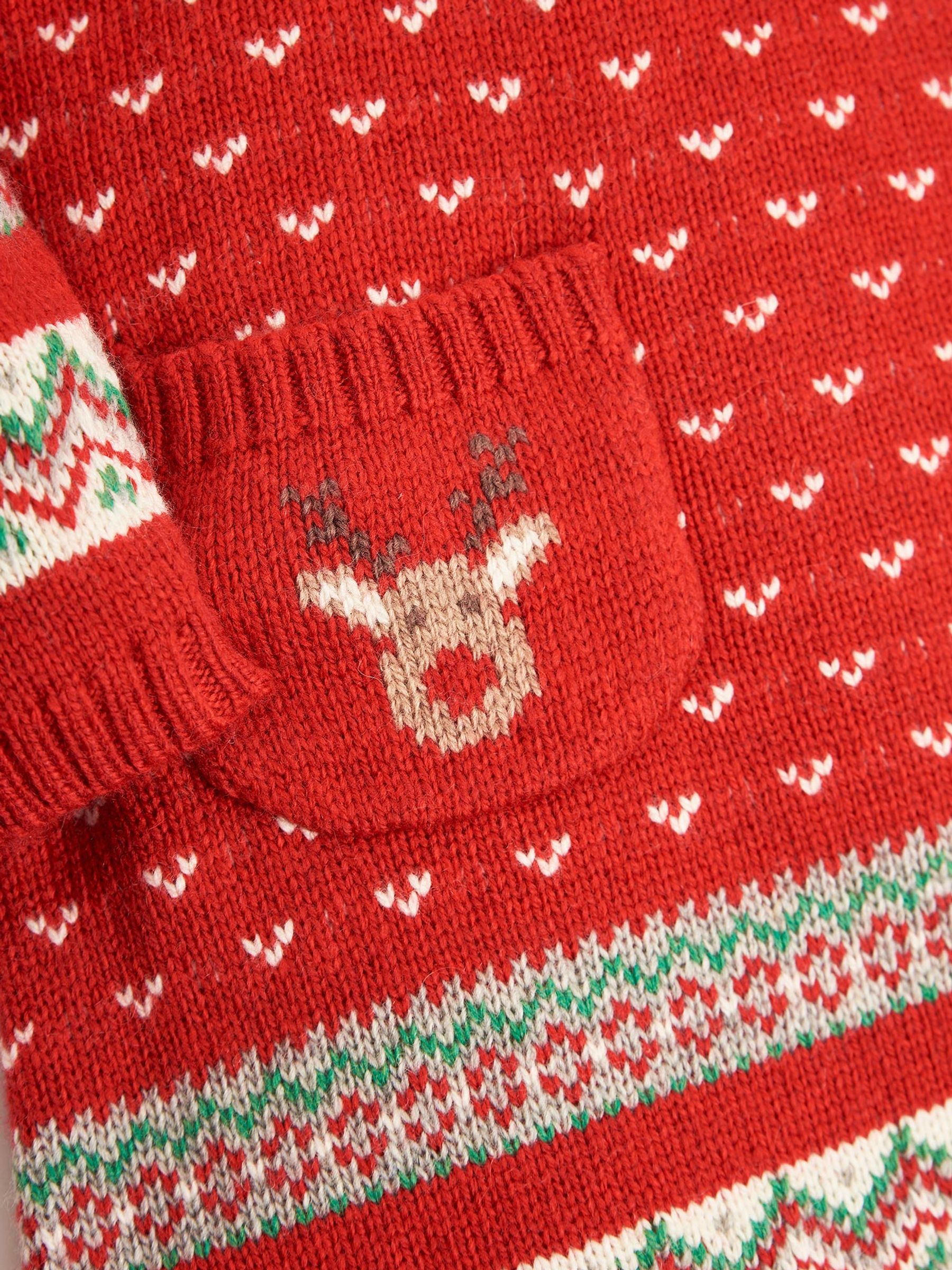 Red Knitted Christmas Reindeer Fairisle Pattern Dress