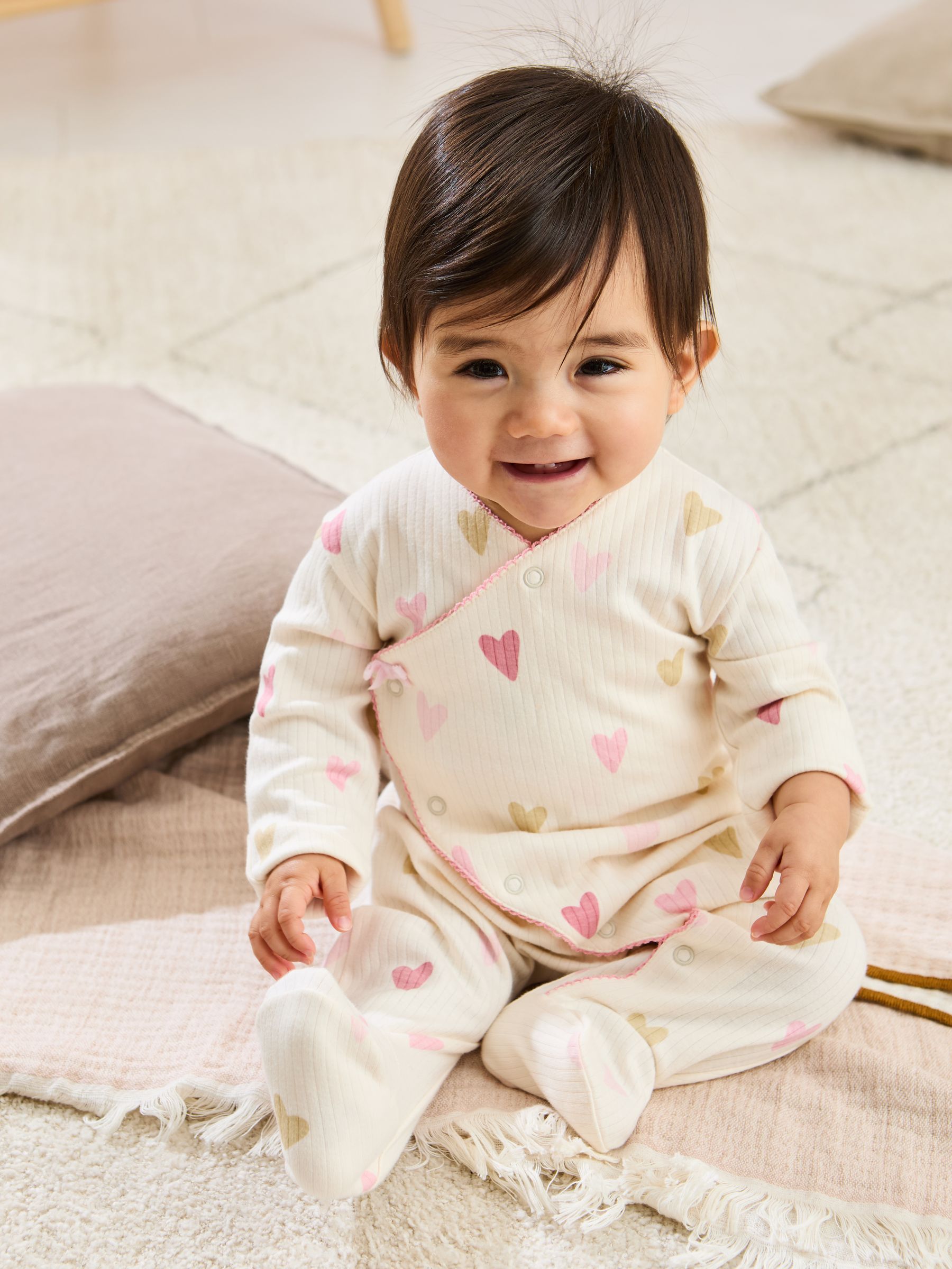 Stone Footed Cross-Over 100% Cotton Sleepsuit