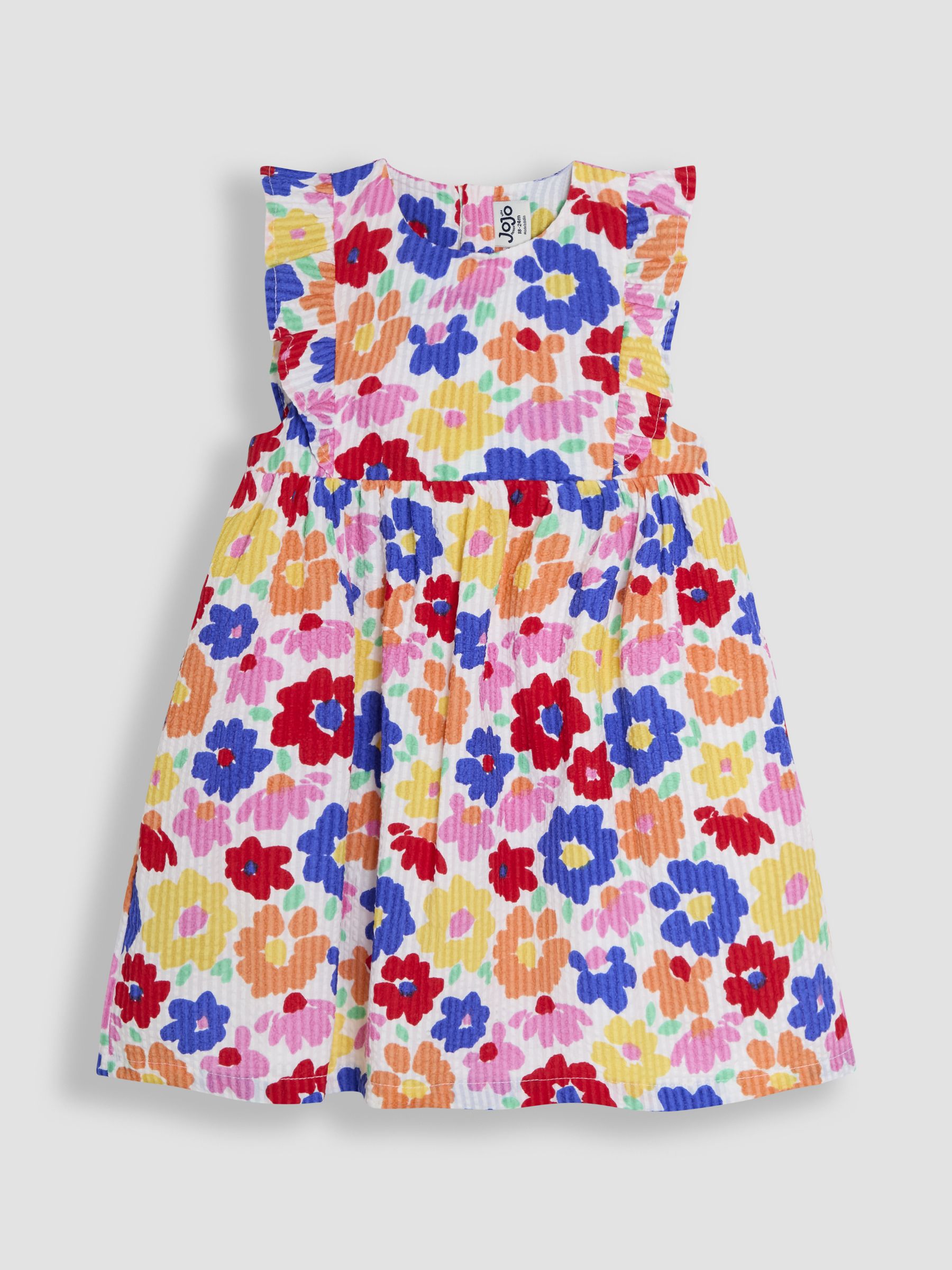 Fucshia Pink Floral Frill Shoulder Summer Dress