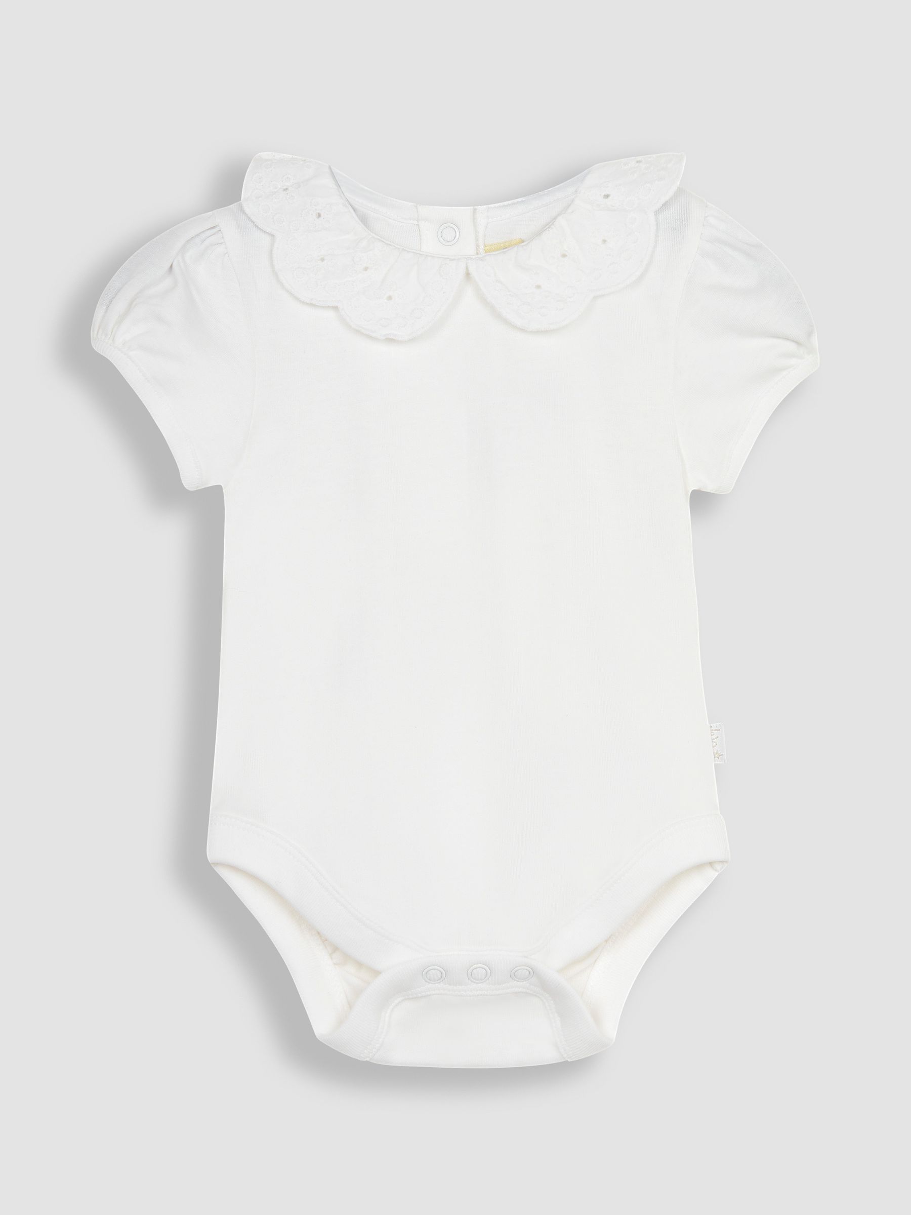 White Broderie Scallop Collar Bodysuit