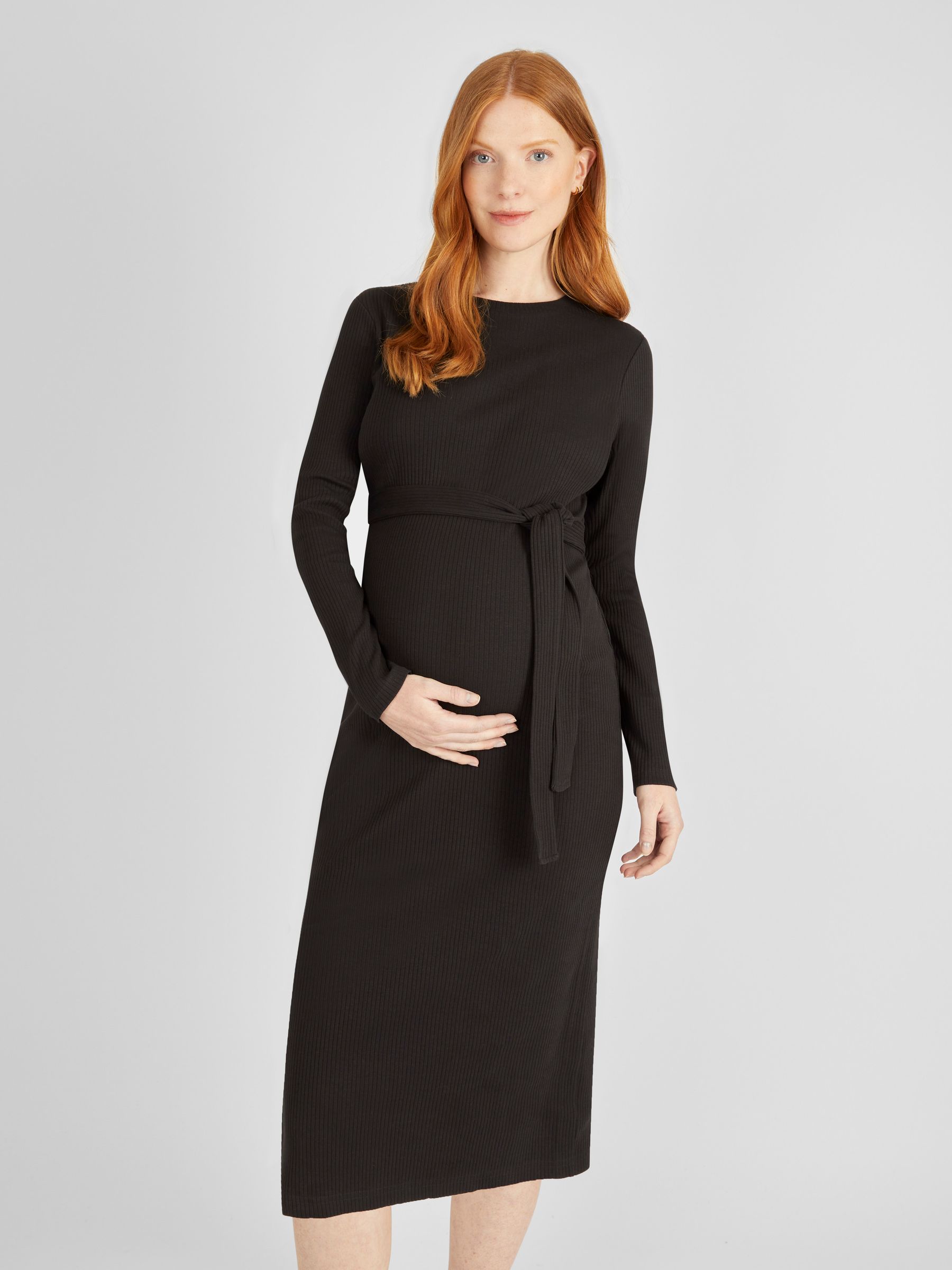 Black Ribbed Jersey Maternity Dress