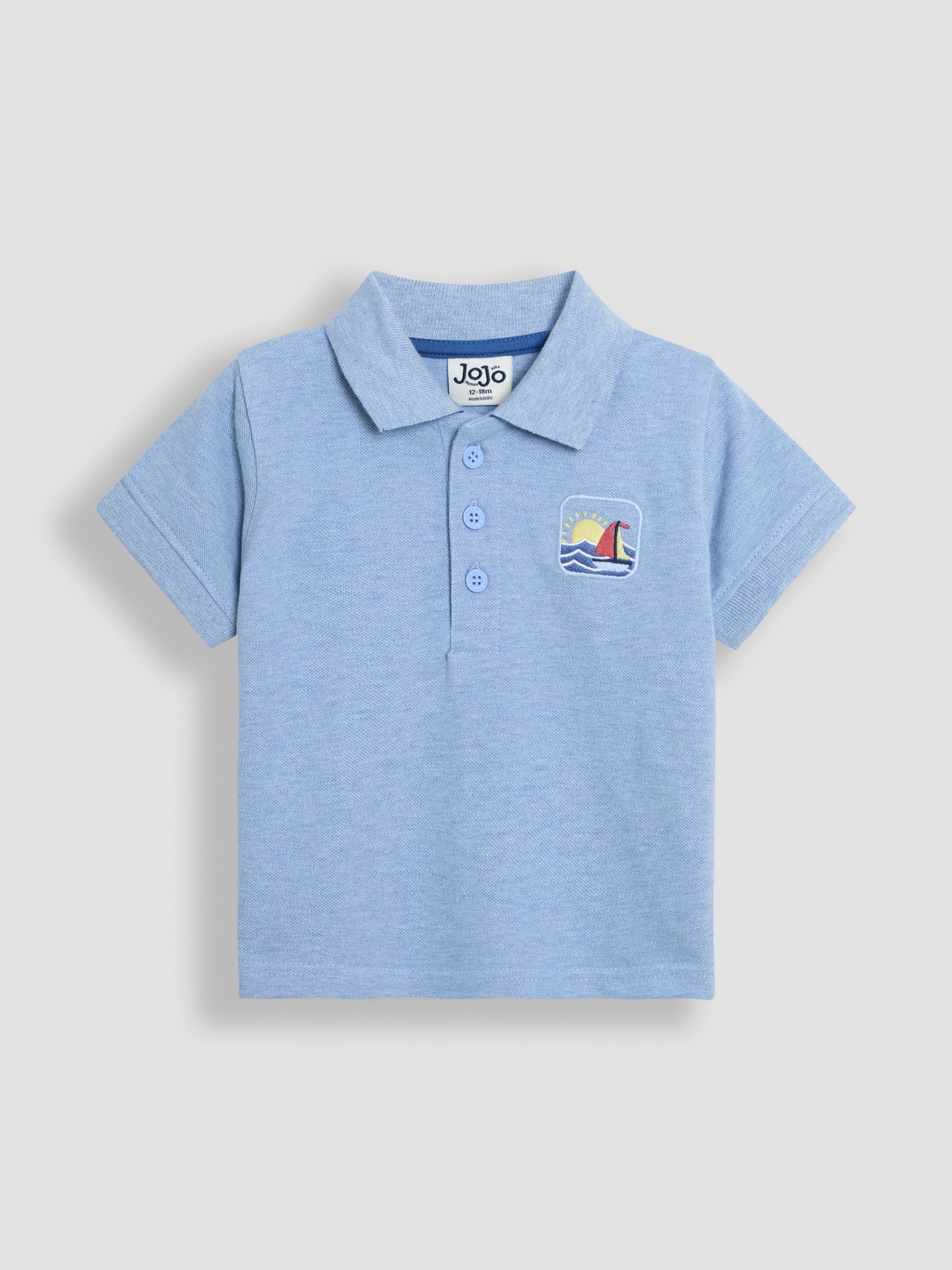 Blue Beach Embroidered Badge Polo Shirt