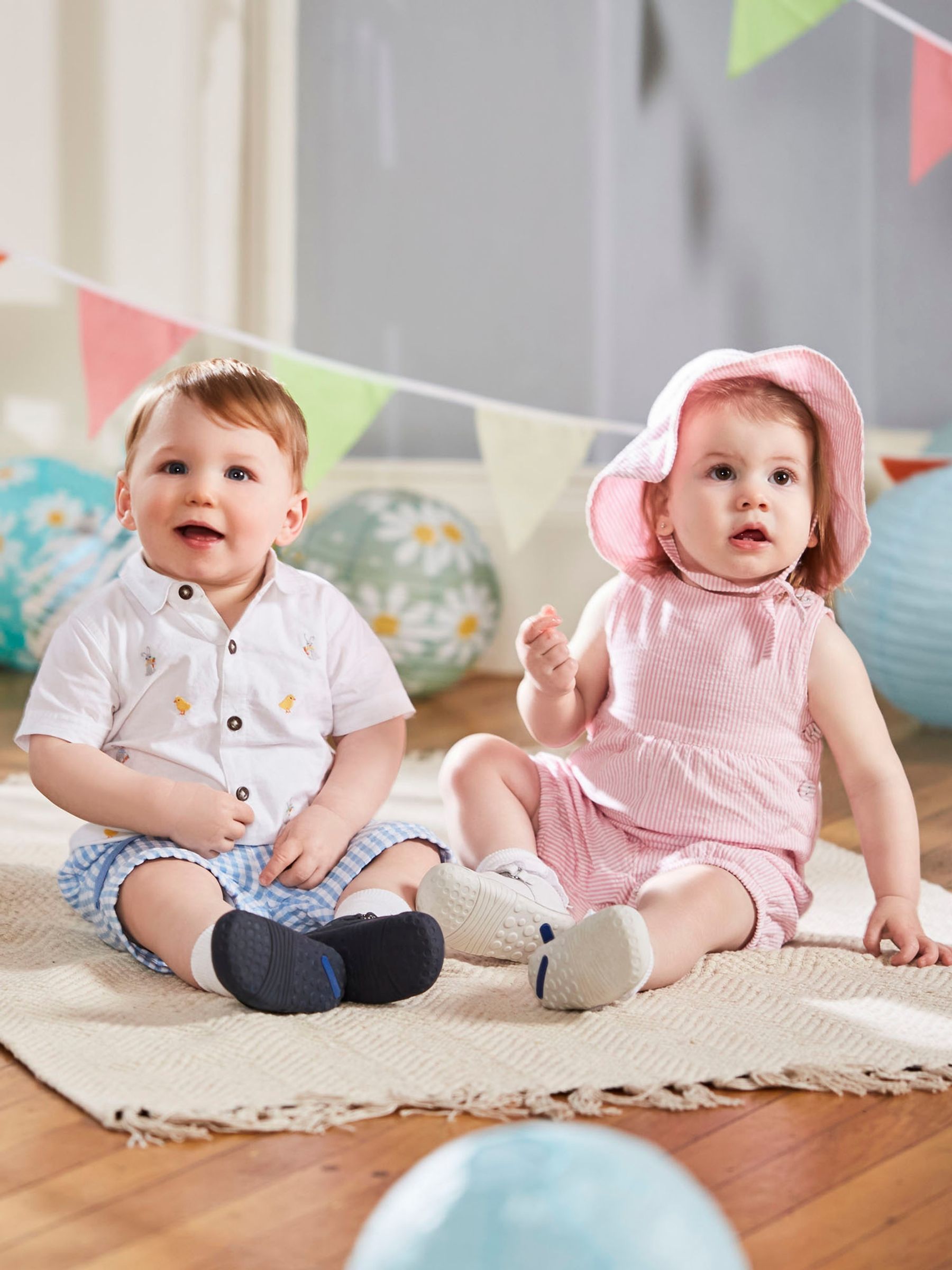 Pink Stripe Classic Plain Seersucker Dungarees