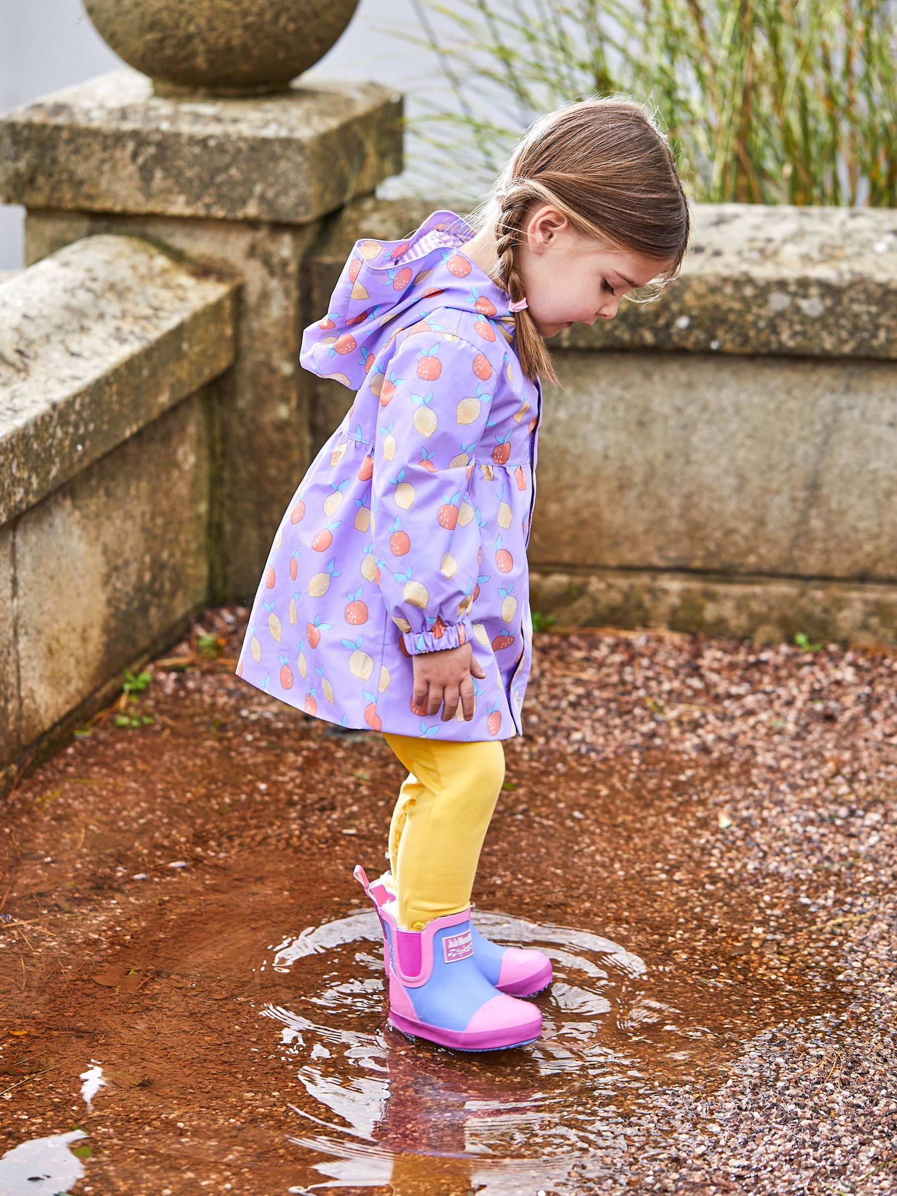 Lilac Purple Cosy Lined Colour Block Wellies