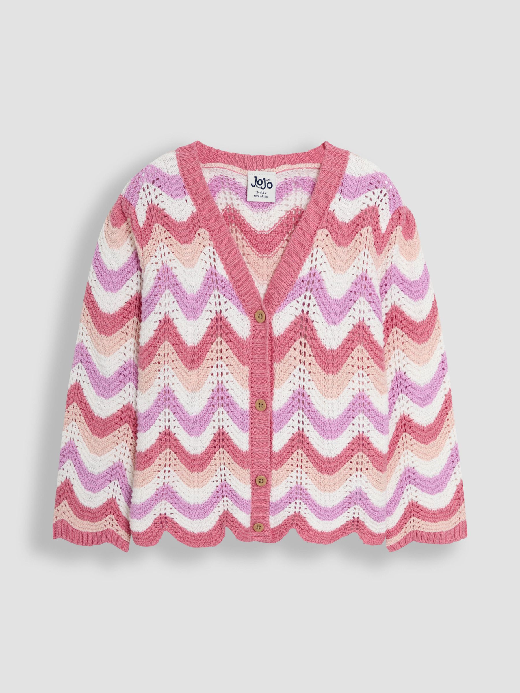 Pink Chevron Crochet 100% Cotton Cardigan