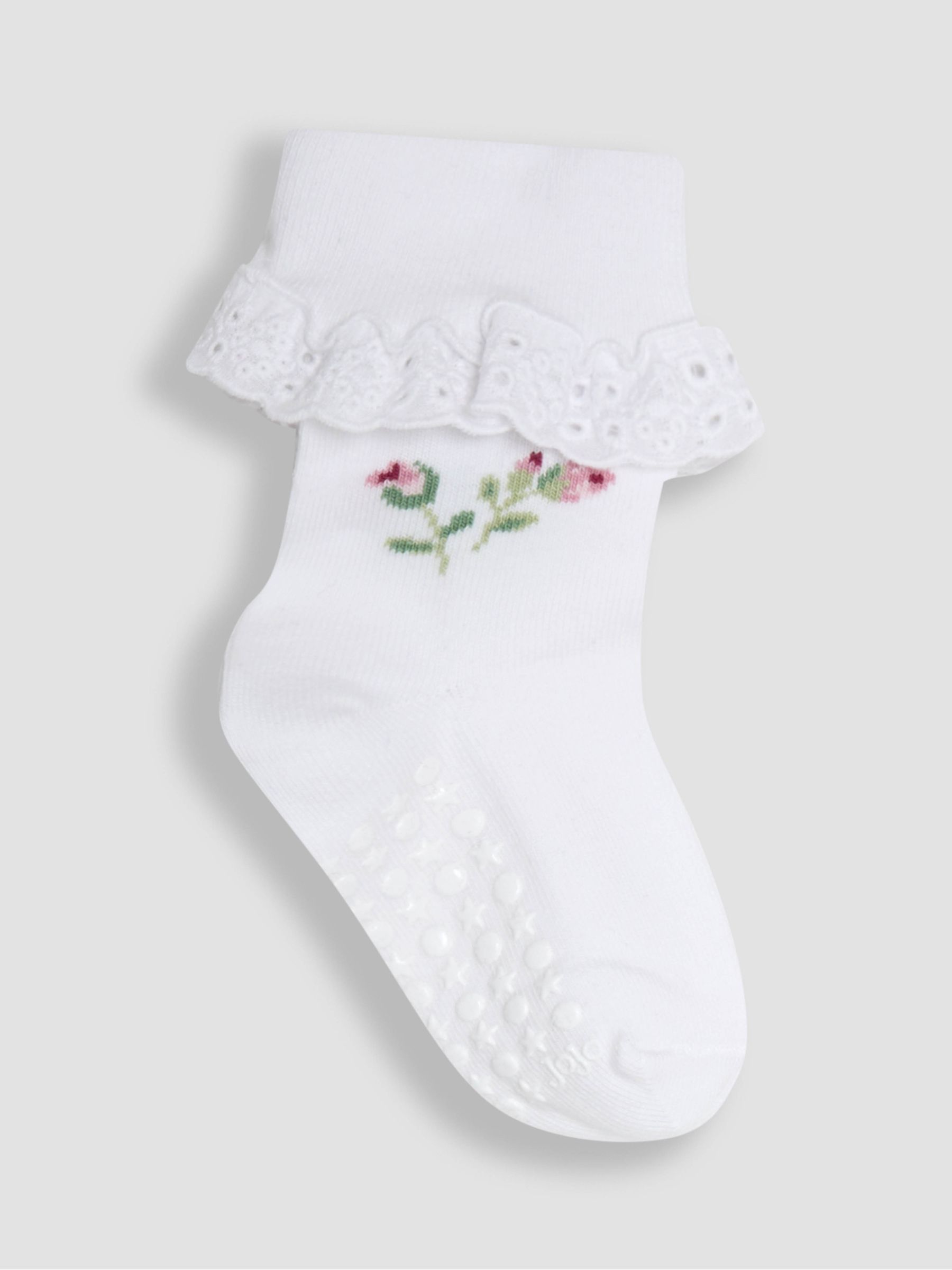 White 2-Pack Frilly Rose Socks