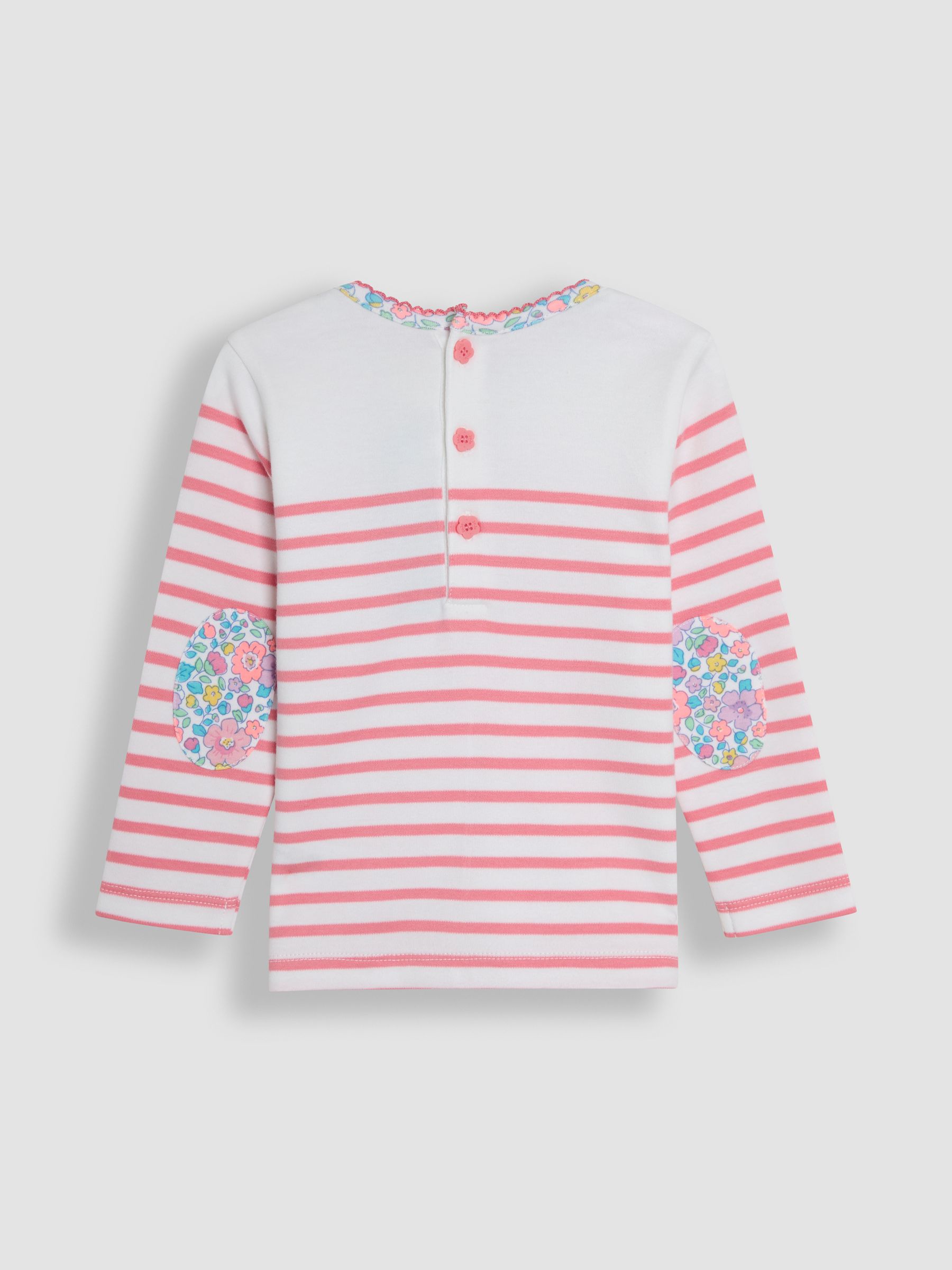 Coral Pink Giraffe Appliqué Pocket Breton Top