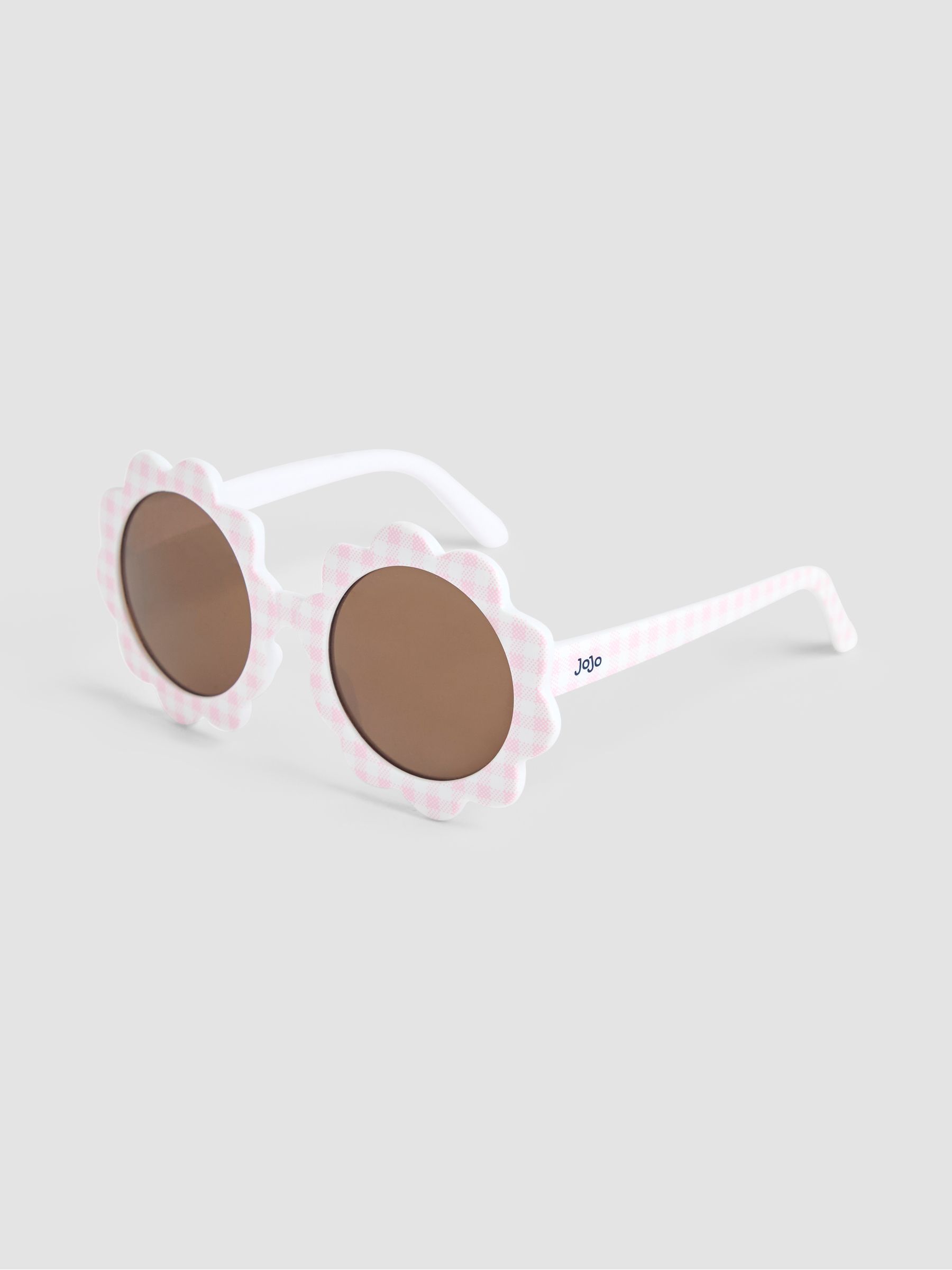 Pale Pink Flower Print Shaped Sunglasses