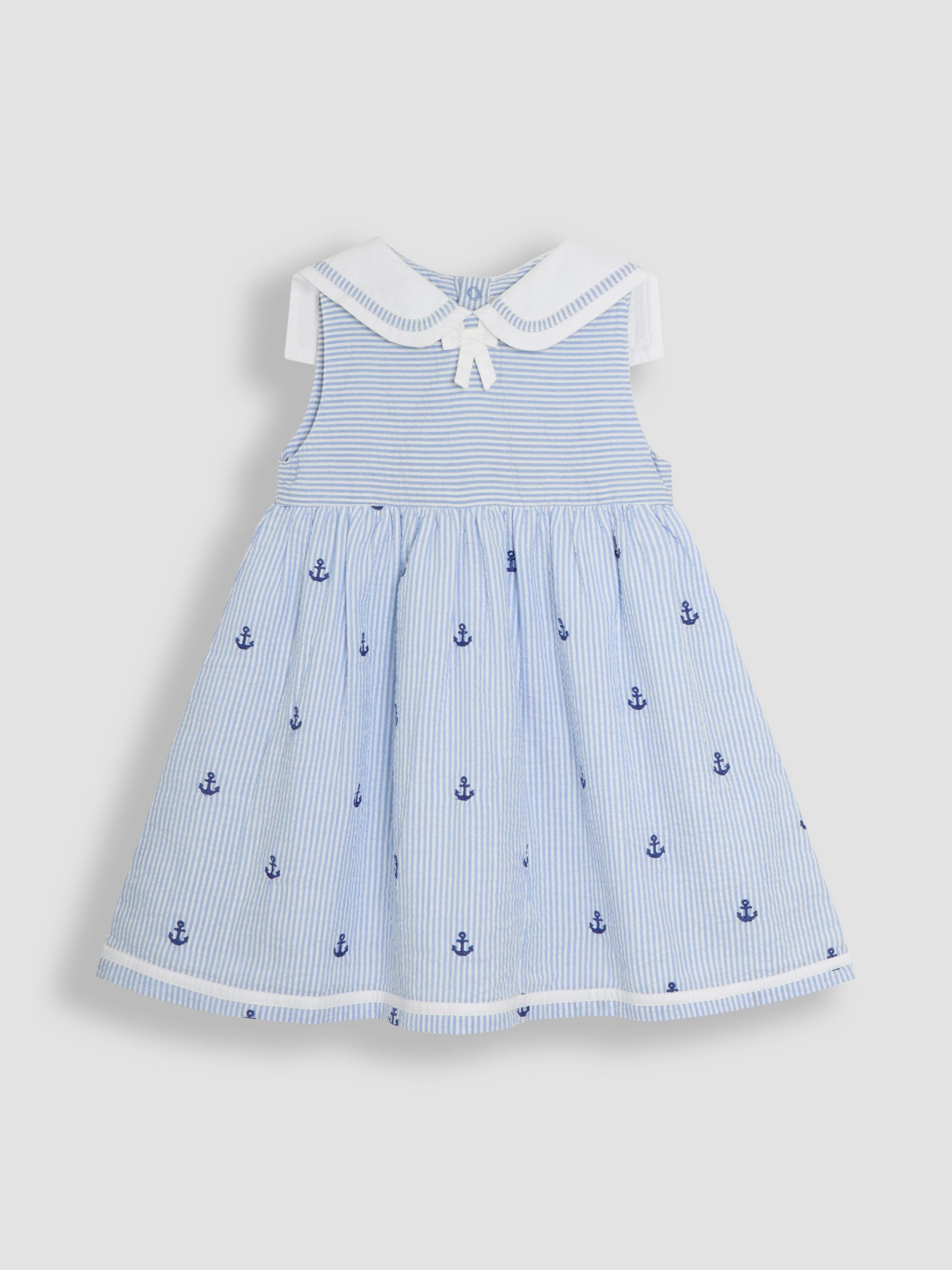 Pink Ice Cream Applique Seersucker Sailor Baby Dress