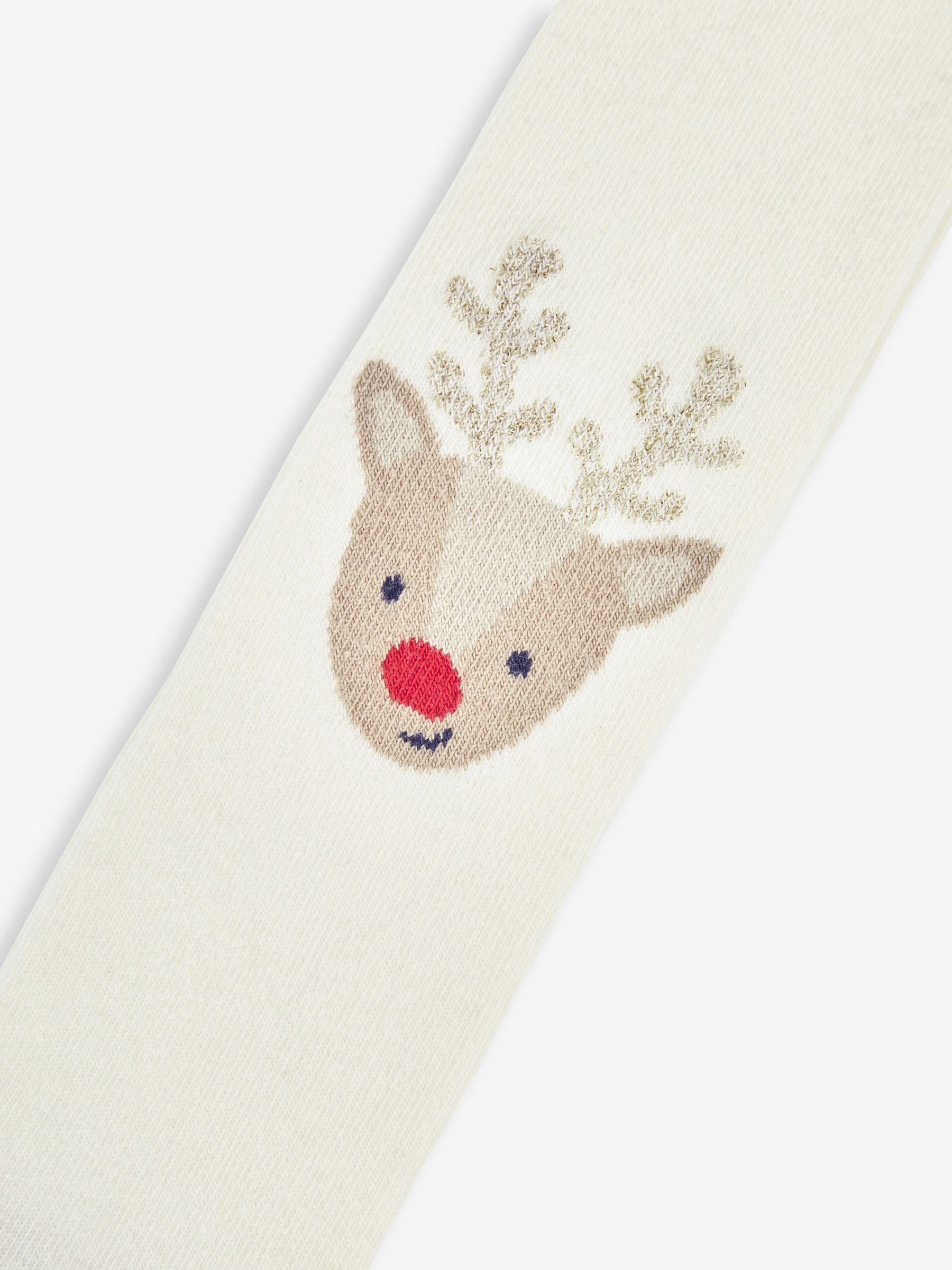 Cream Cotton Rich Reindeer Knee Tights