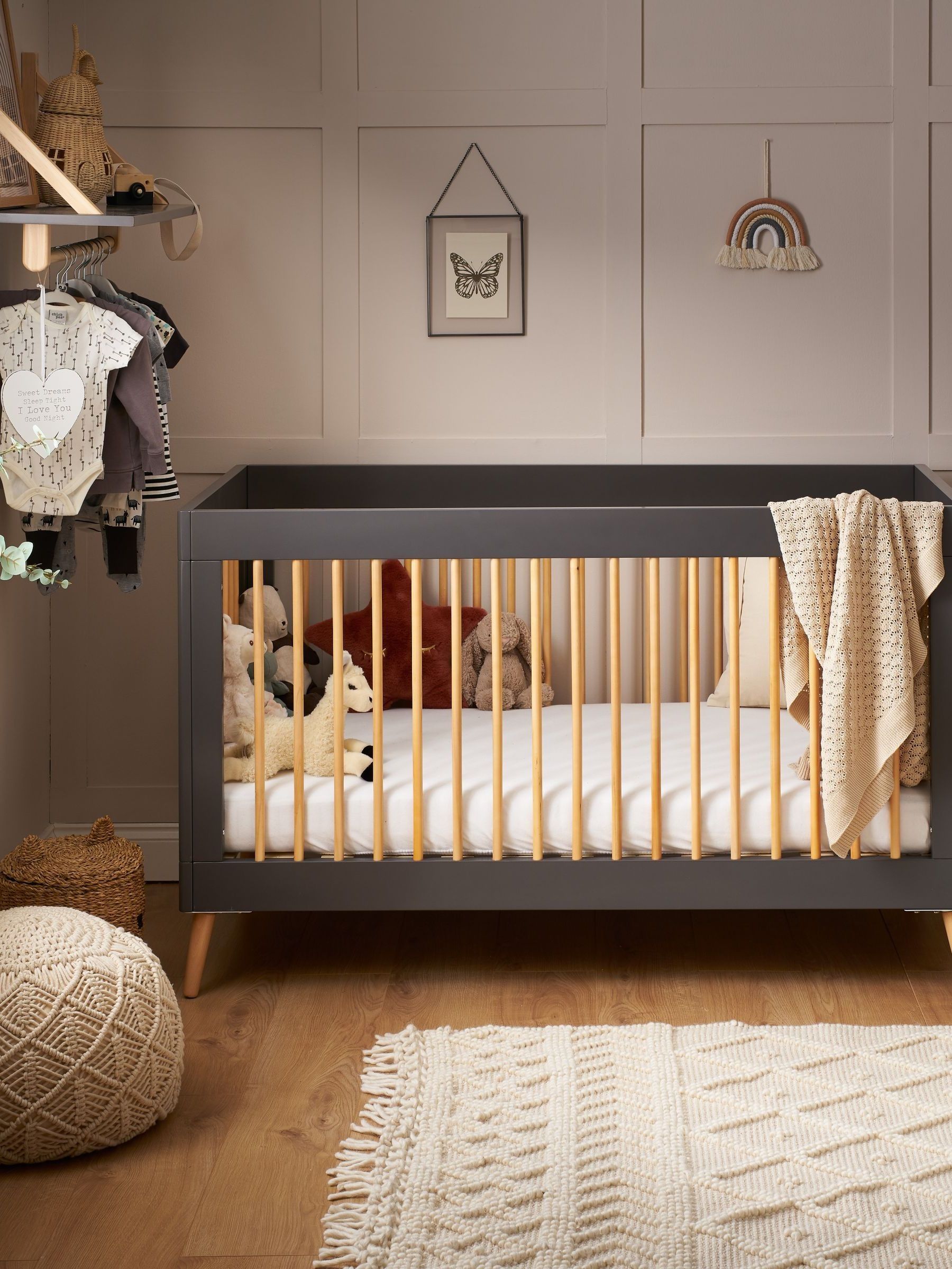 Obaby Grey Regular Maya Cot Bed