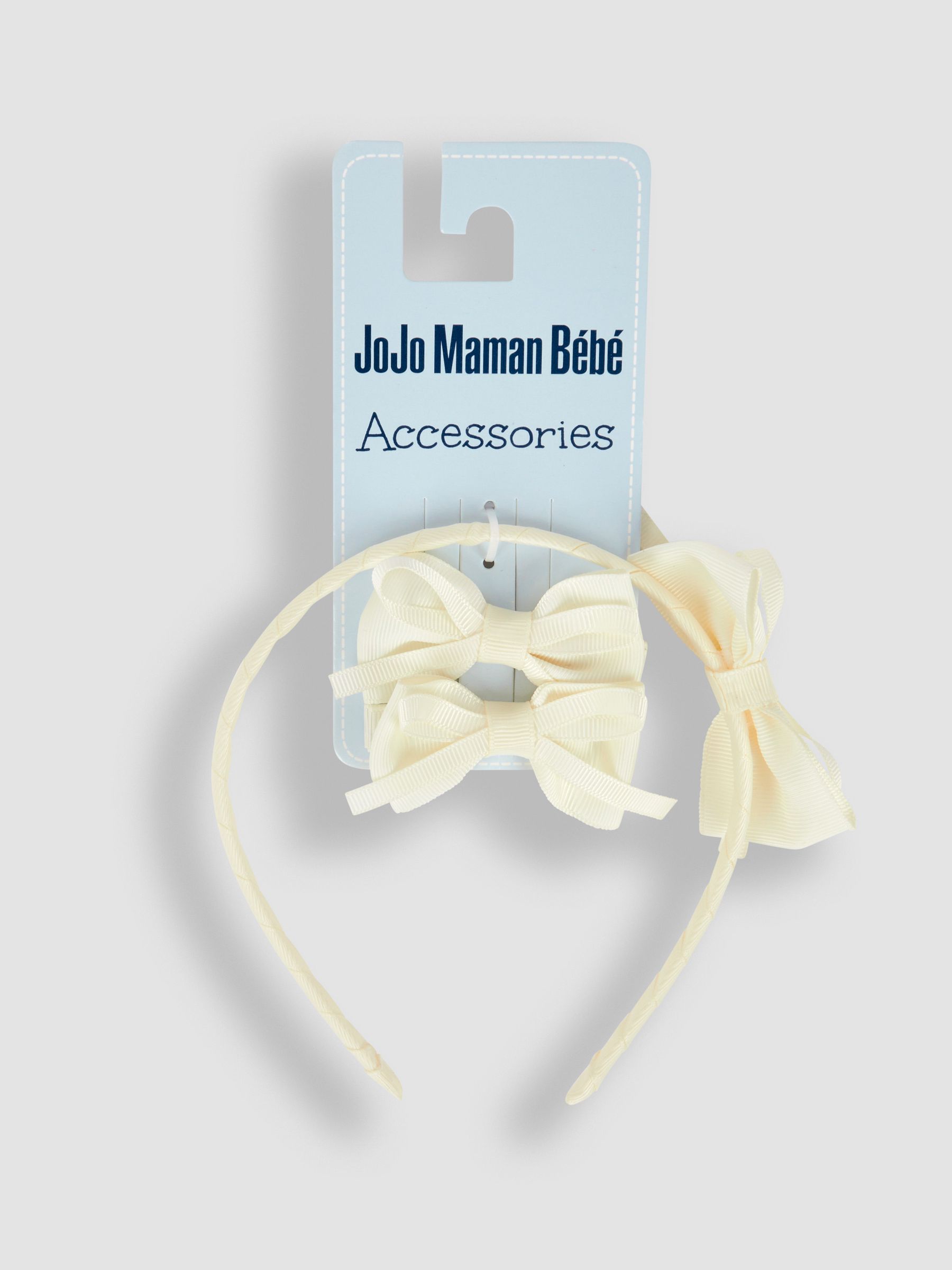 Cream Bow Hairband & Clips Set