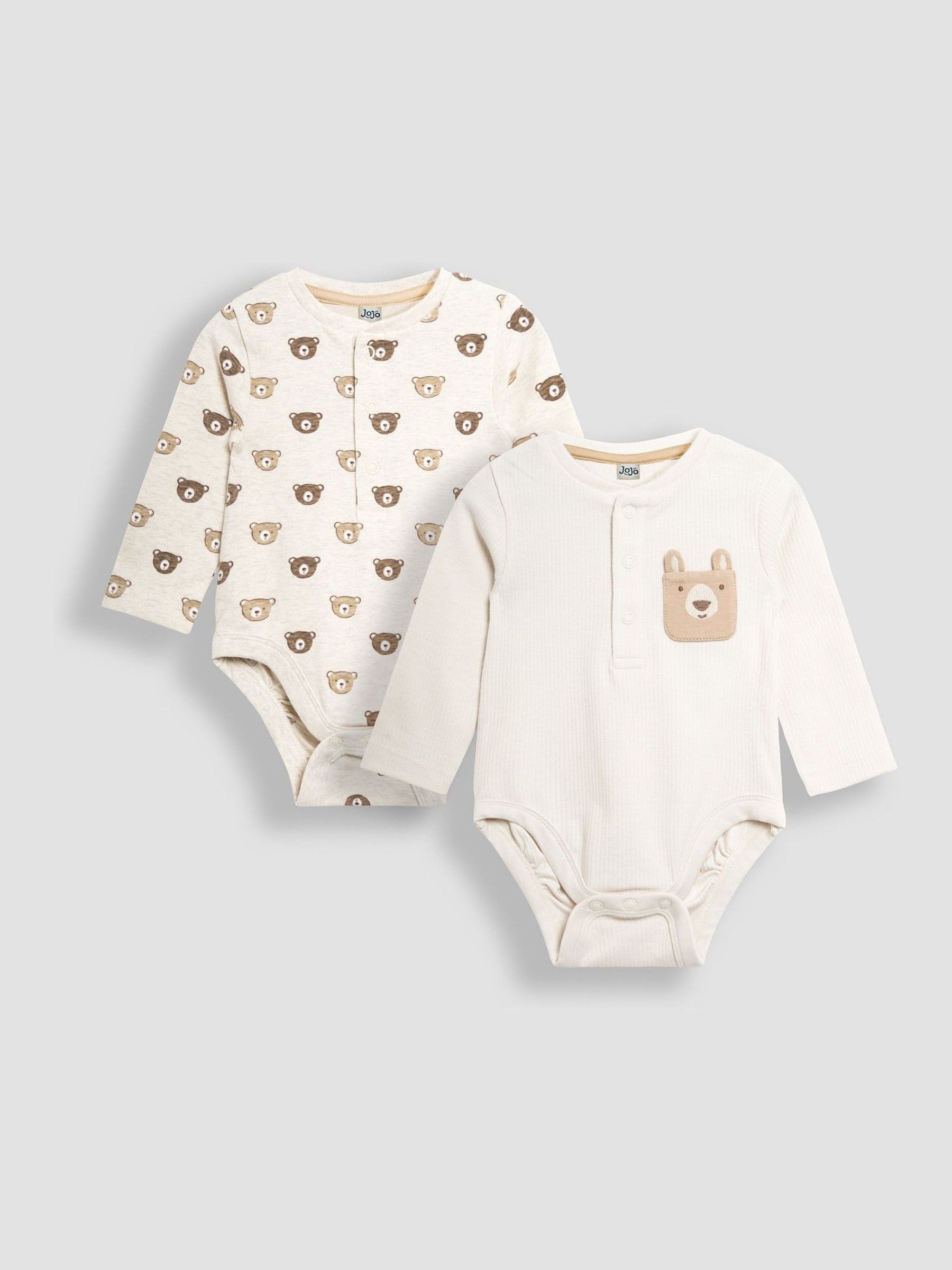 Natural Printed Bear And Appliqué Pocket Bodies 2 Pack