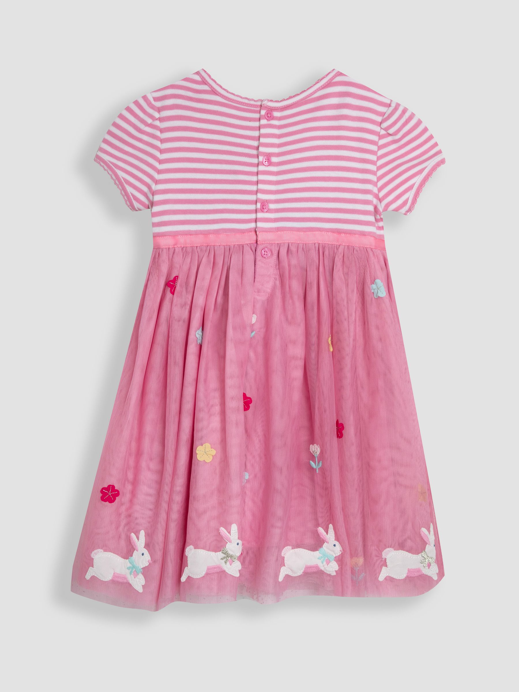 Pink Bunny Appliqué Hem Tulle Party Dress