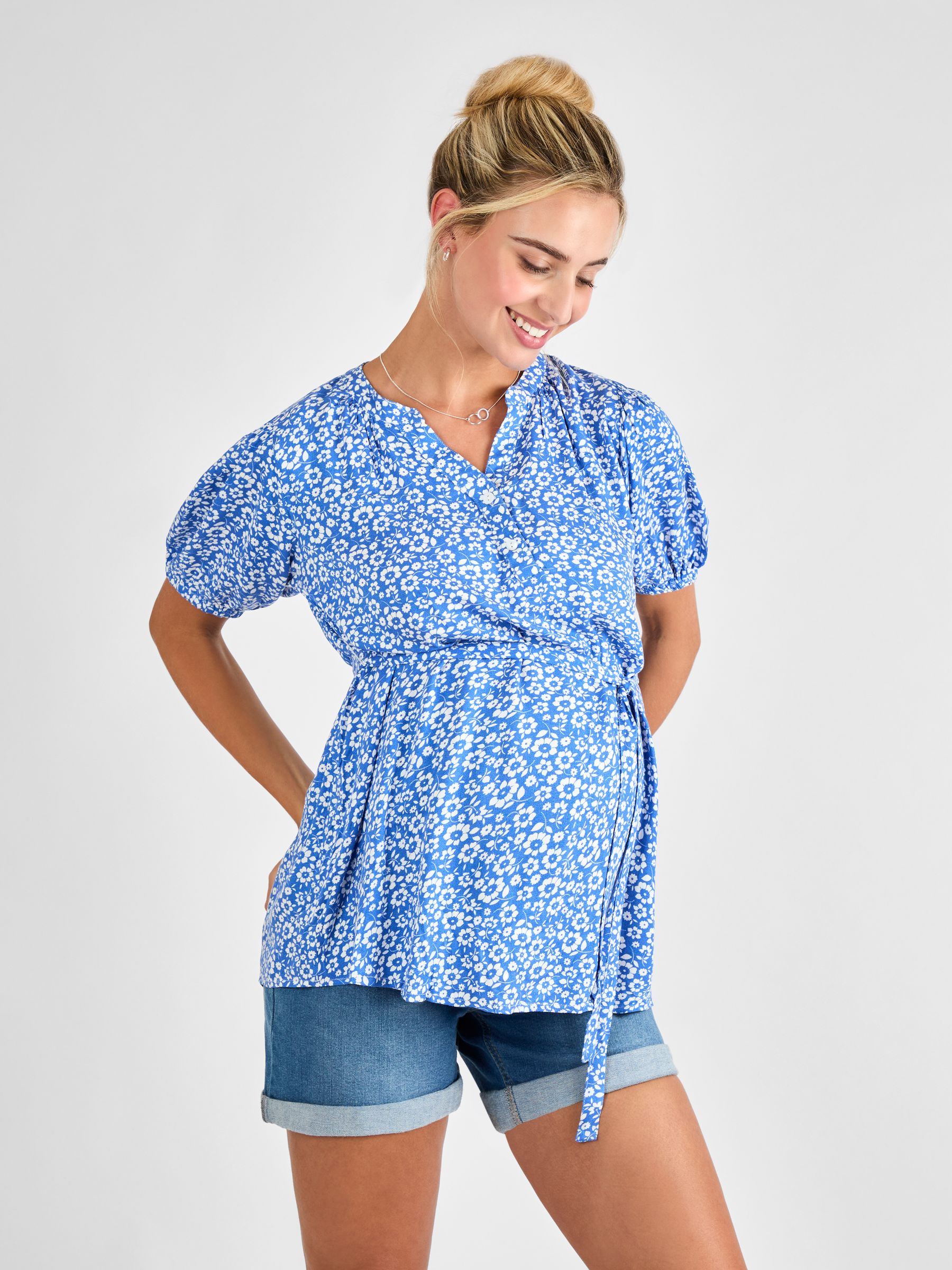 Pink Floral Maternity Blouse