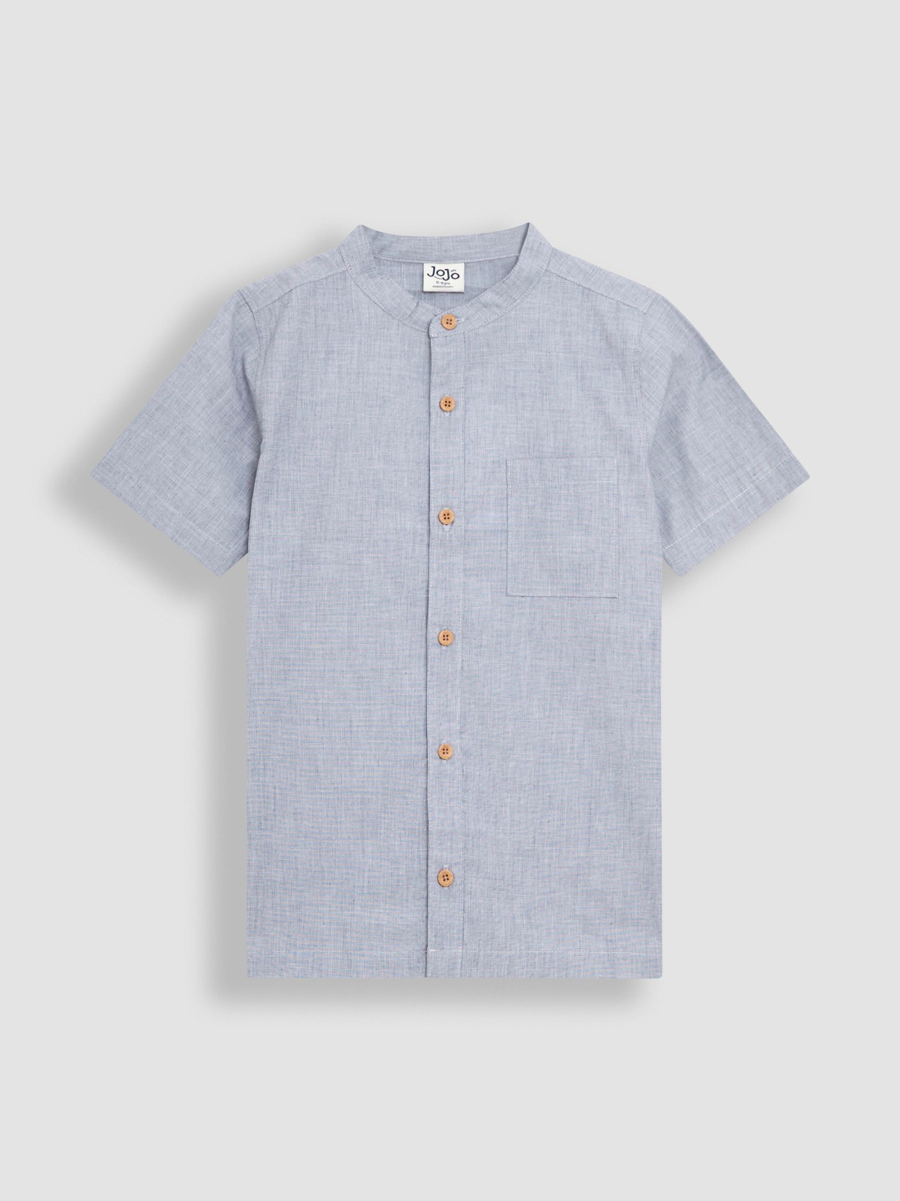 Blue 2-Piece Grandad Collar Shirt & Striped Shorts Set