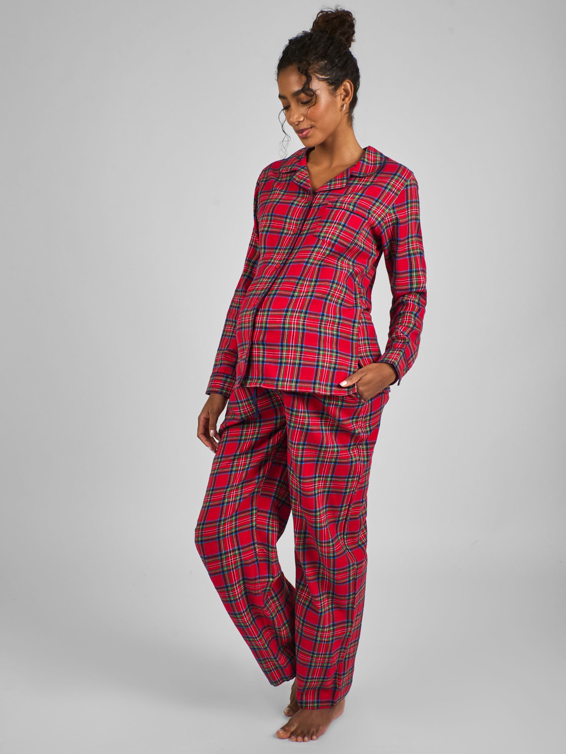 Red Maternity Check Woven Pyjamas Set